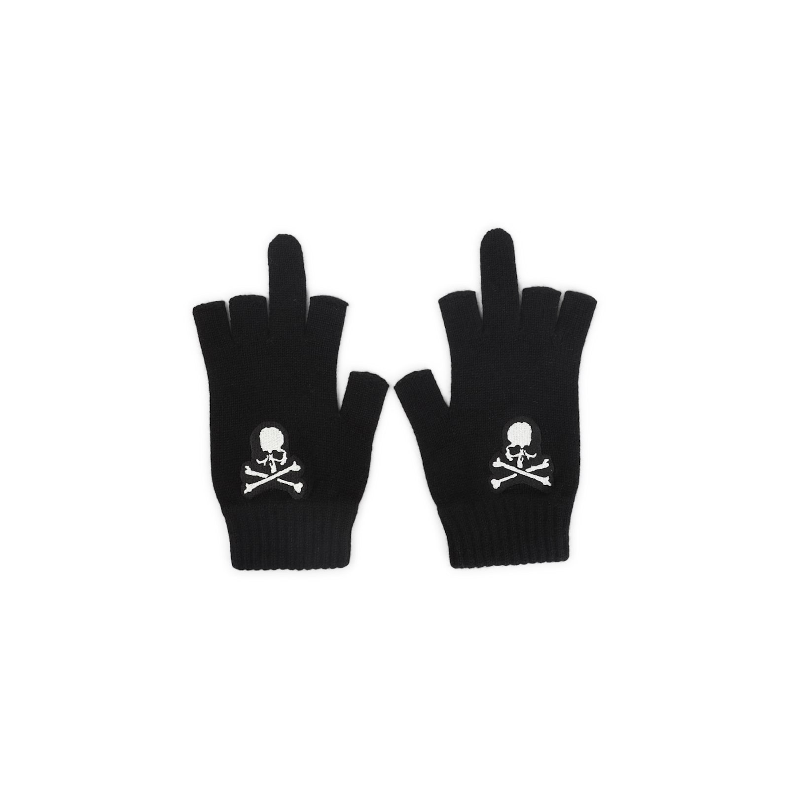Mastermind Japan Fingerless Gloves With Ribbed Cuffs And Design In Black