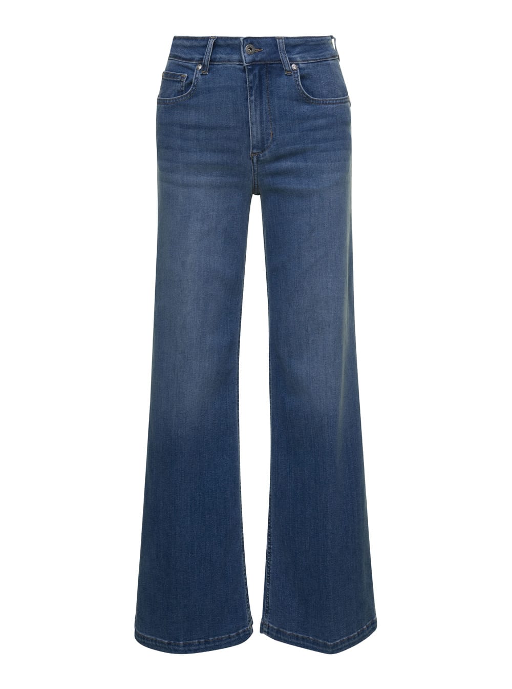 Liu-Jo Blue Denim Mid-rise Flared Jeans In Cotton Woman