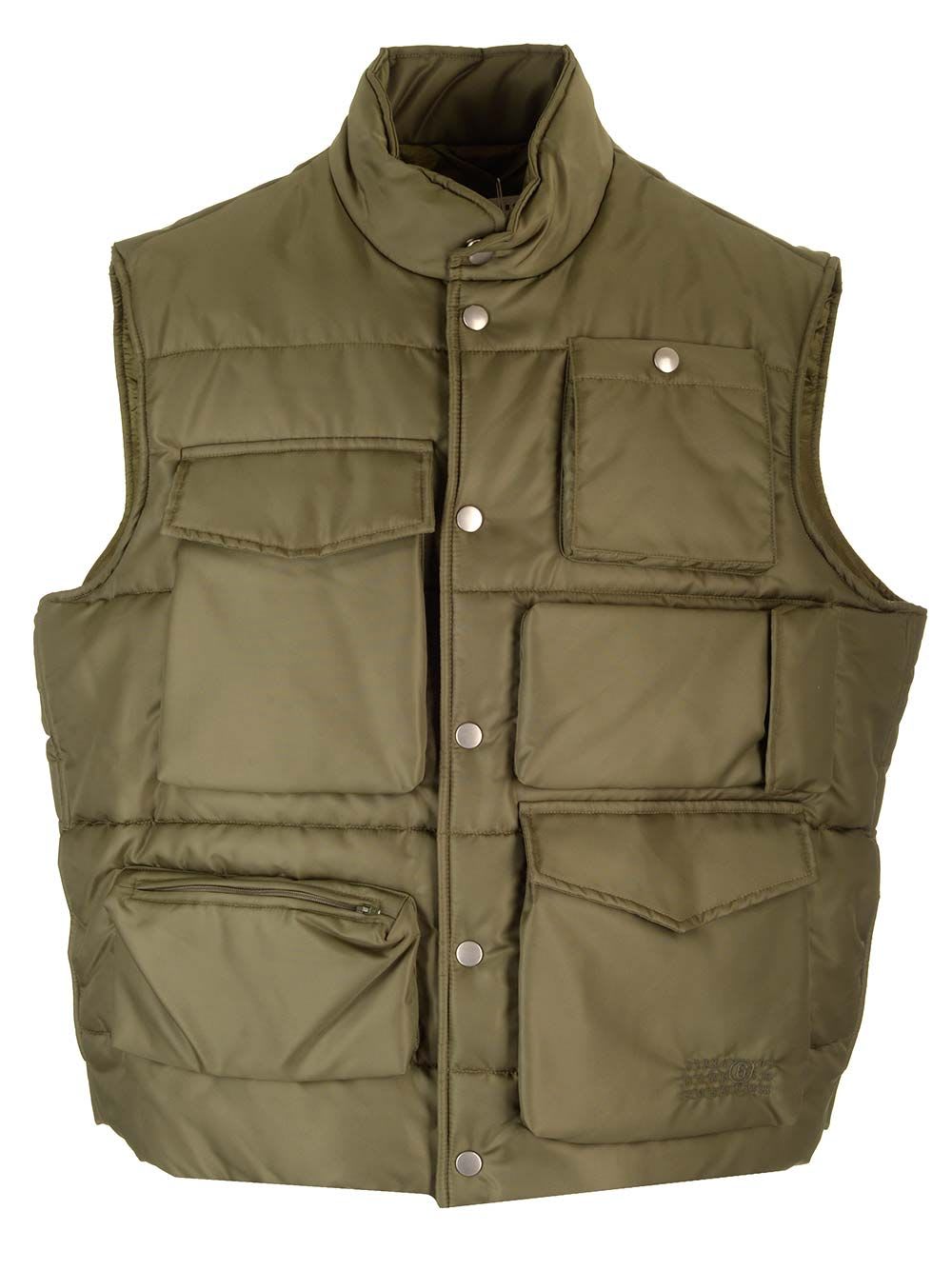 Shop Mm6 Maison Margiela Multi Pocket Padded Vest In Green