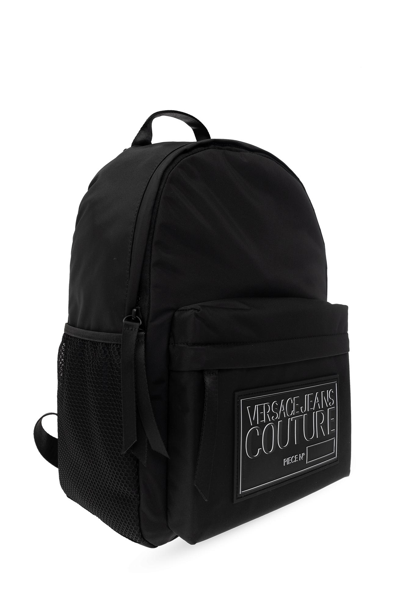 Versace Jeans Couture Logo Patch Zipped Backpack In Nero