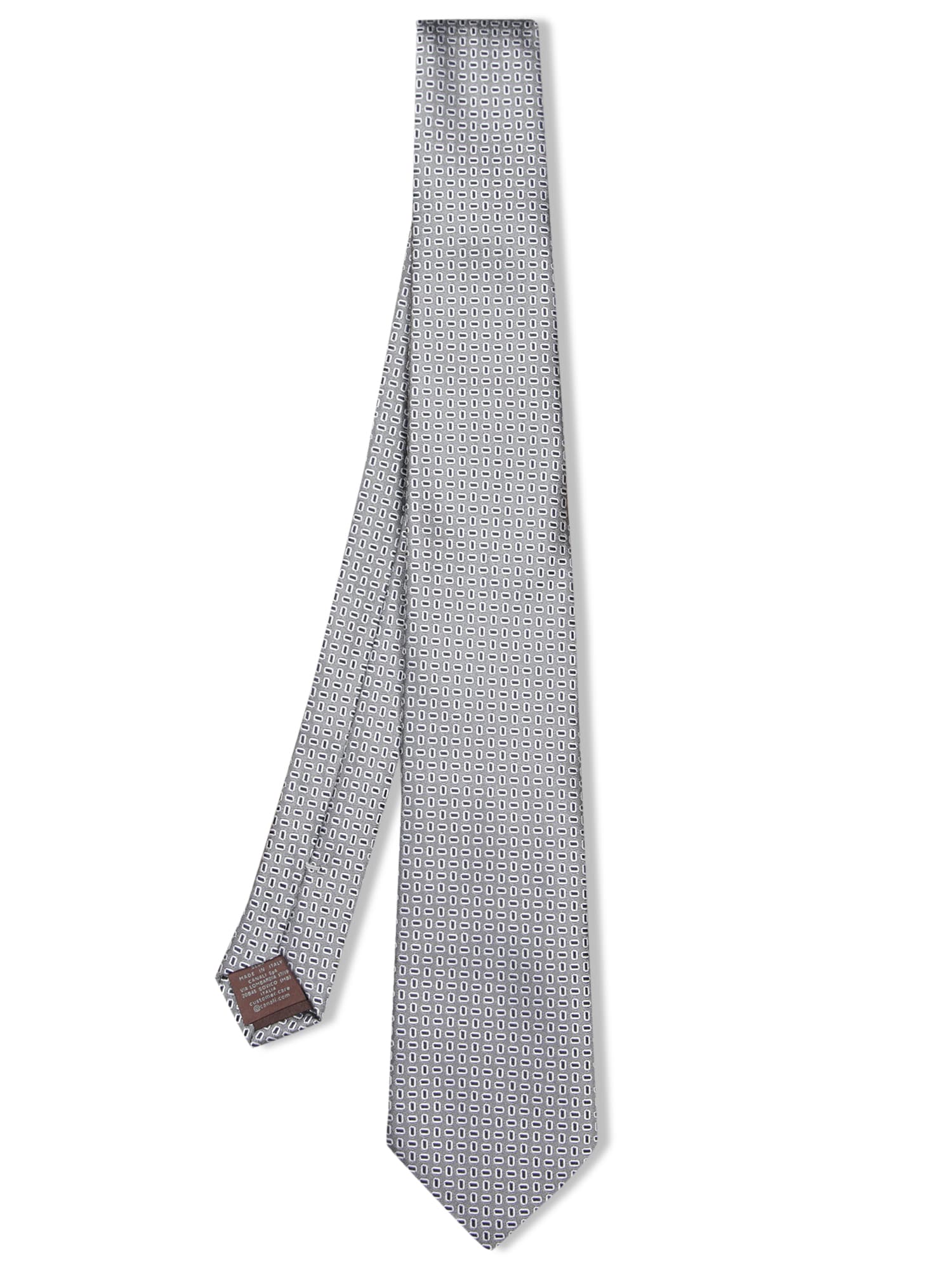 Canali Grey Geometric Micro Pattern Tie In Gray