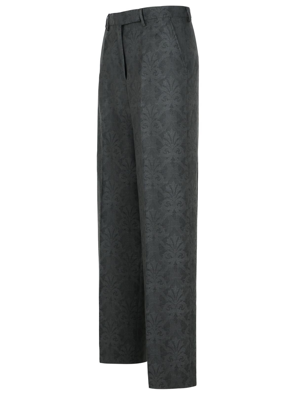 Shop Etro Grey Wool Trousers