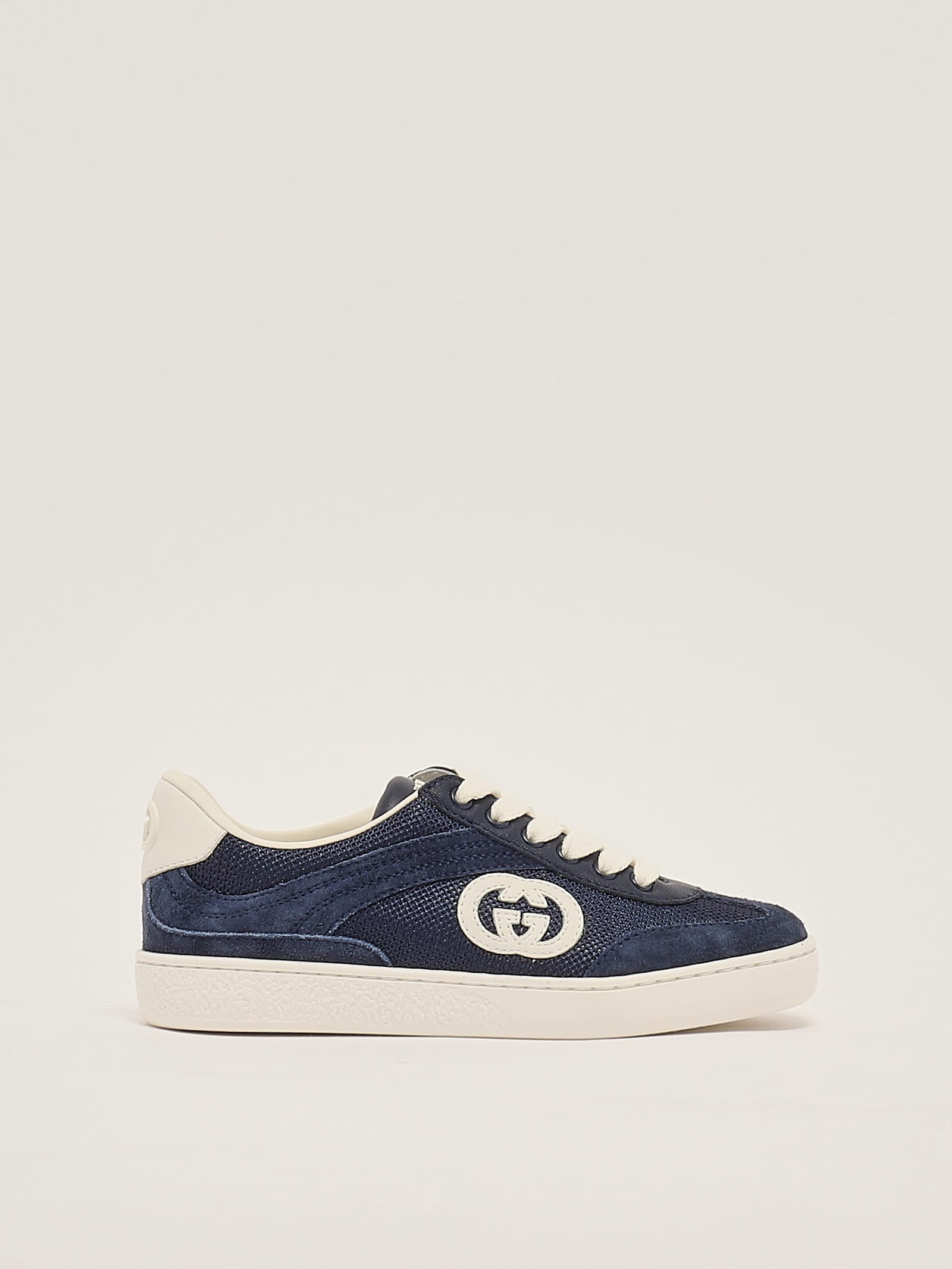Gucci Interlocking G Suede-trimmed Sneakers In Blu