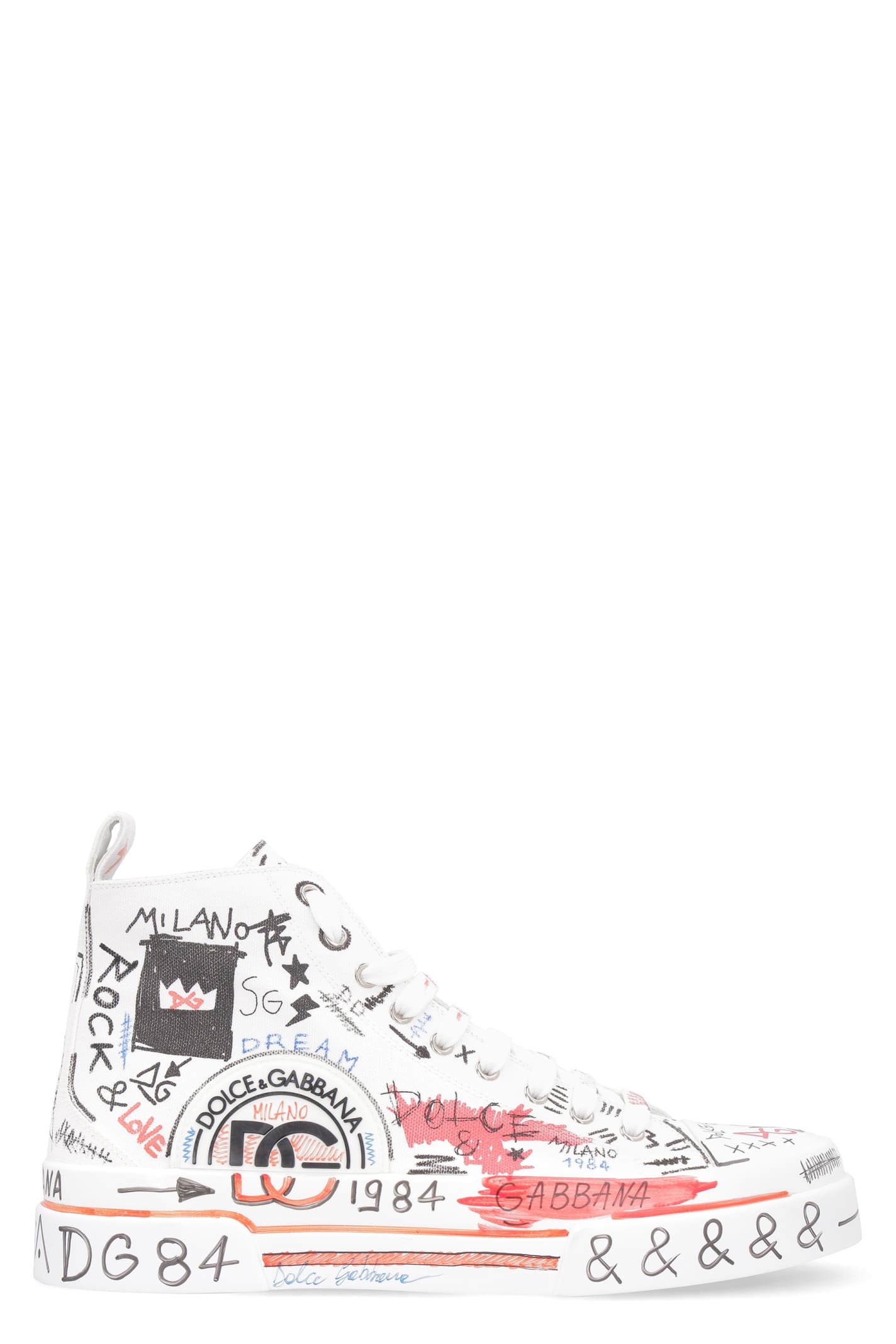 Dolce & Gabbana Canvas High-top Sneakers With Patches