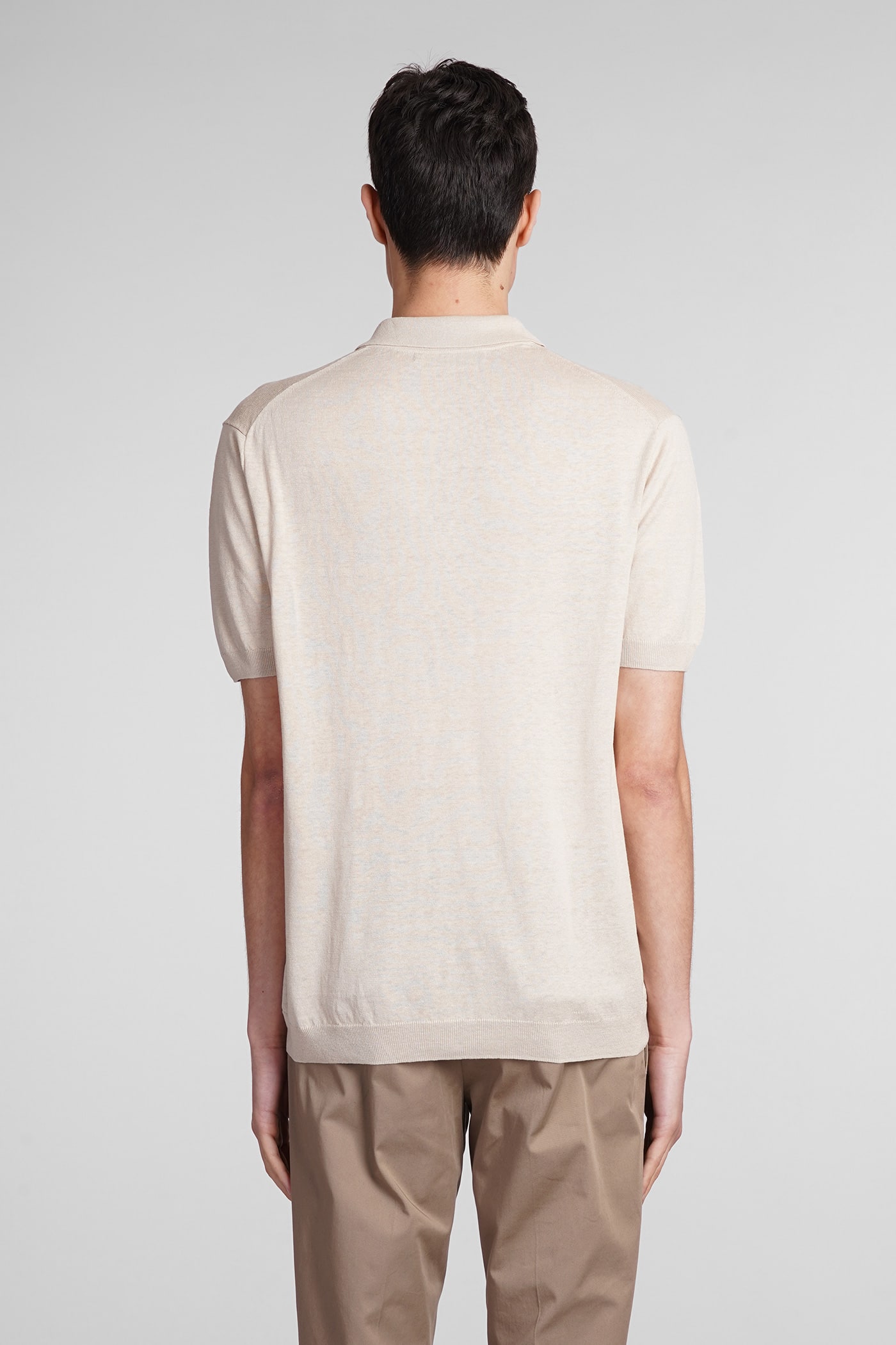 Shop Low Brand K148 Polo In Beige Silk And Linen