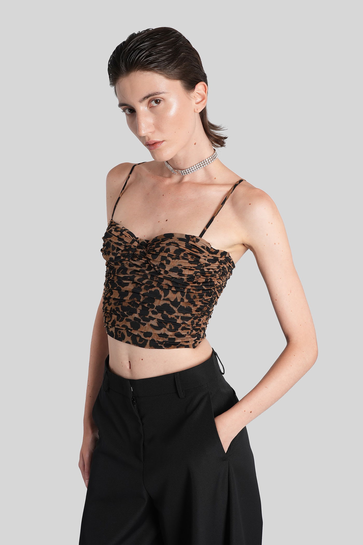 Blumarine Topwear In Animalier Polyamide In Animal Print