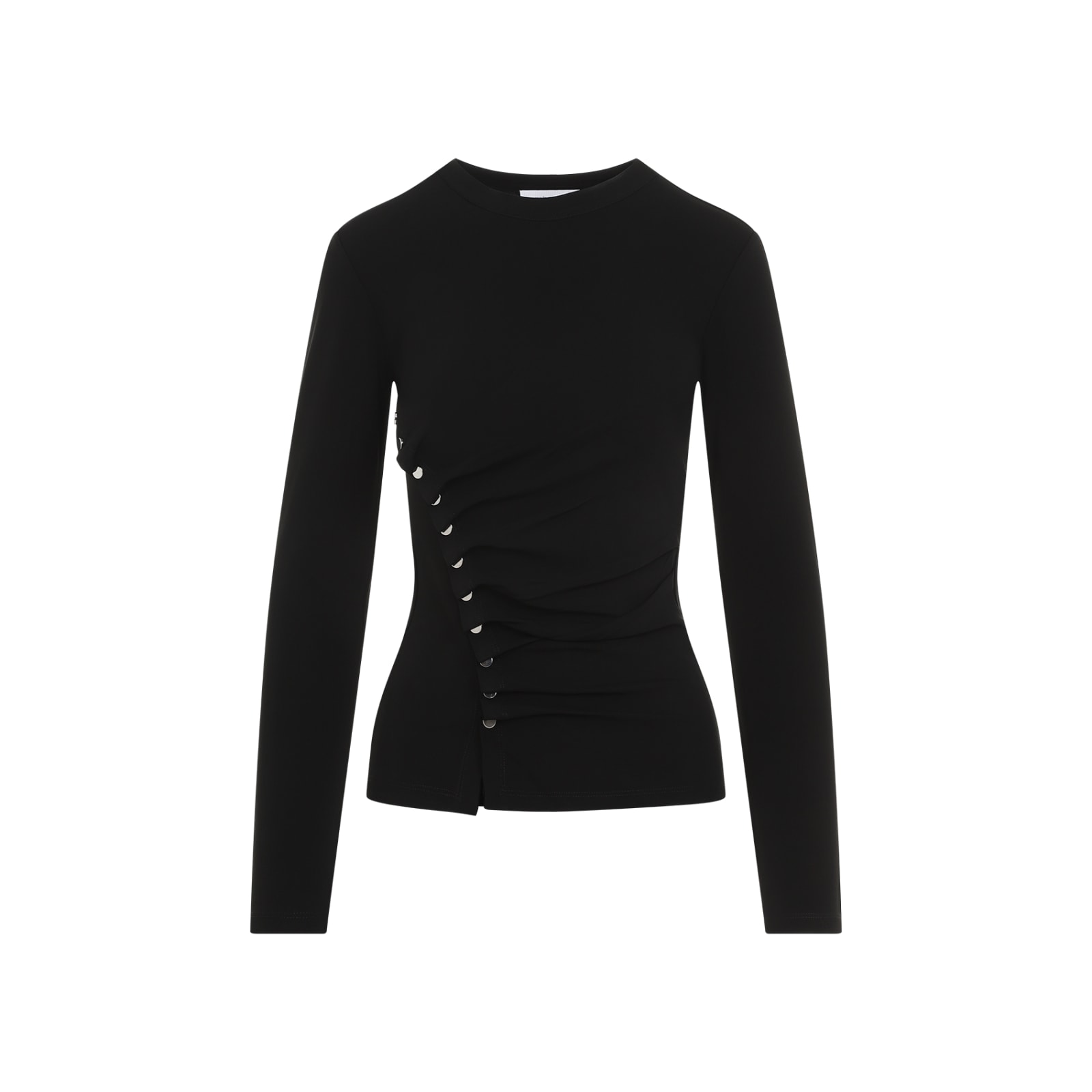 Shop Rabanne Long Sleeves Top In Black