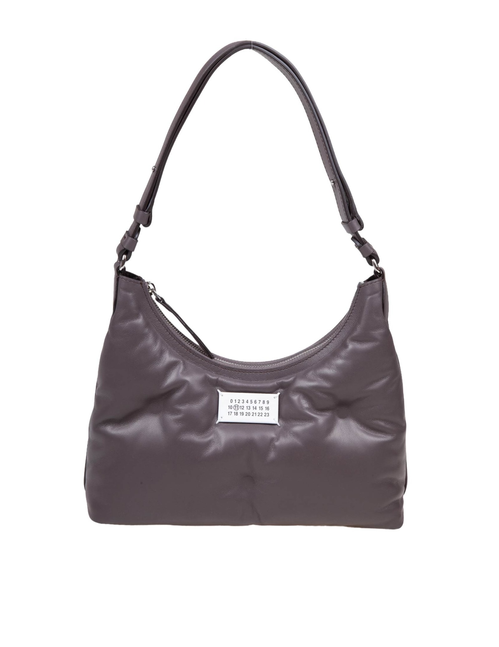 Shop Maison Margiela Glam Hobo Small In Brown Leather