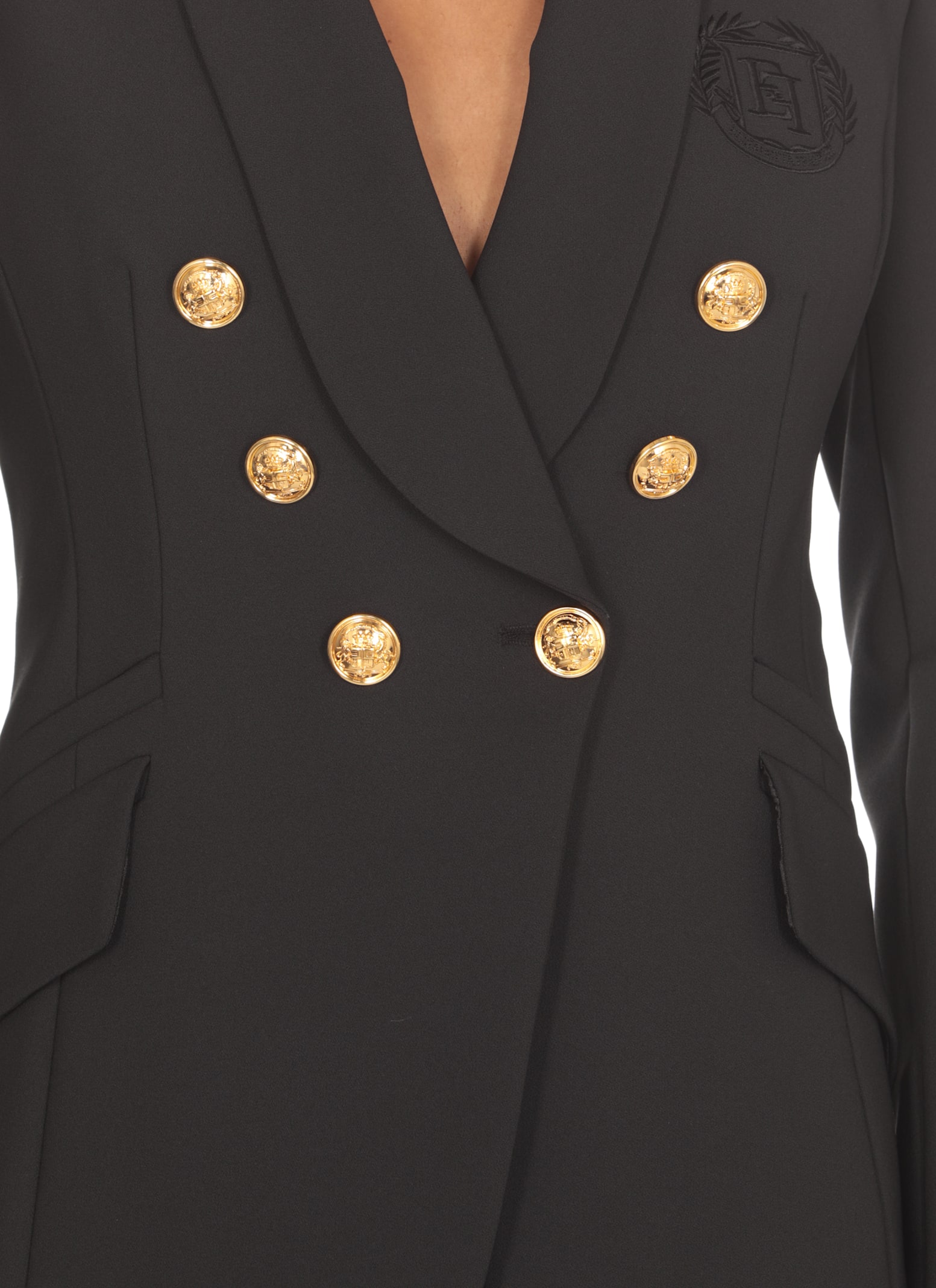 Shop Elisabetta Franchi Crepe Stretch Tailleur In Nero