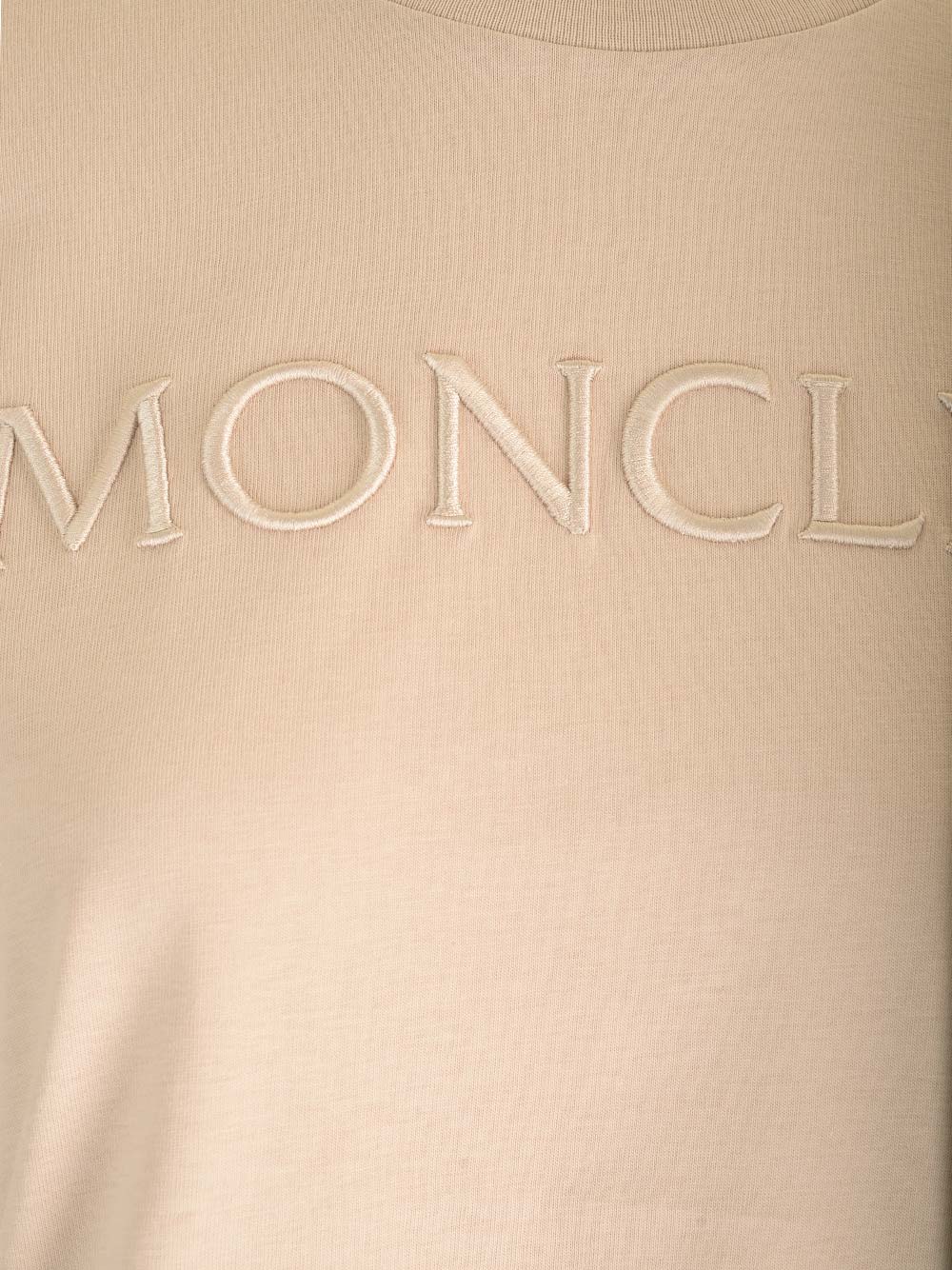Shop Moncler Embroidered Signature T-shirt In Beige