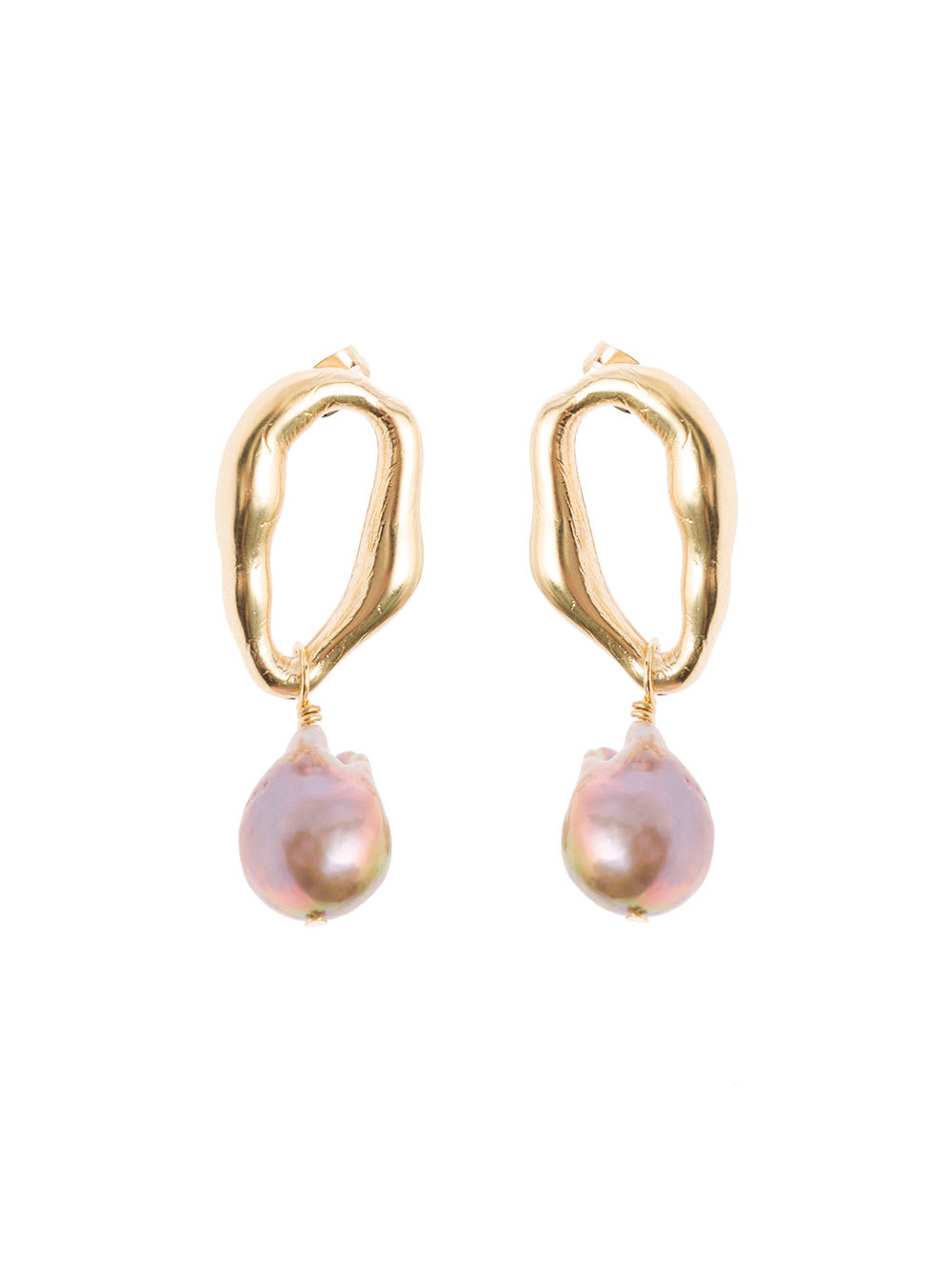 FORTE FORTE GOLD-TONE SCULPTURE EARRINGS WITH FRESH-WATER PEARL PENDANT IN BRONZE WOMAN