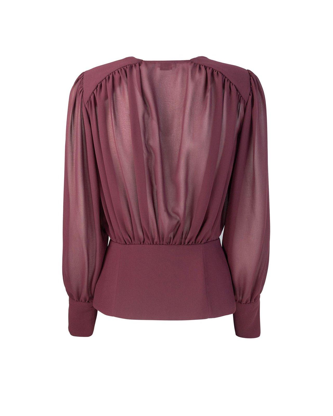 Shop Elisabetta Franchi Long-sleeve V-neck Top In Rouge Noir