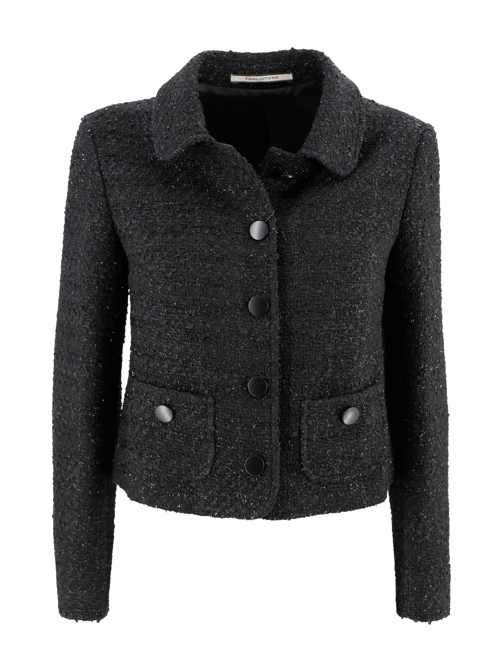 Tagliatore Crop Jacket In Tweed In Black