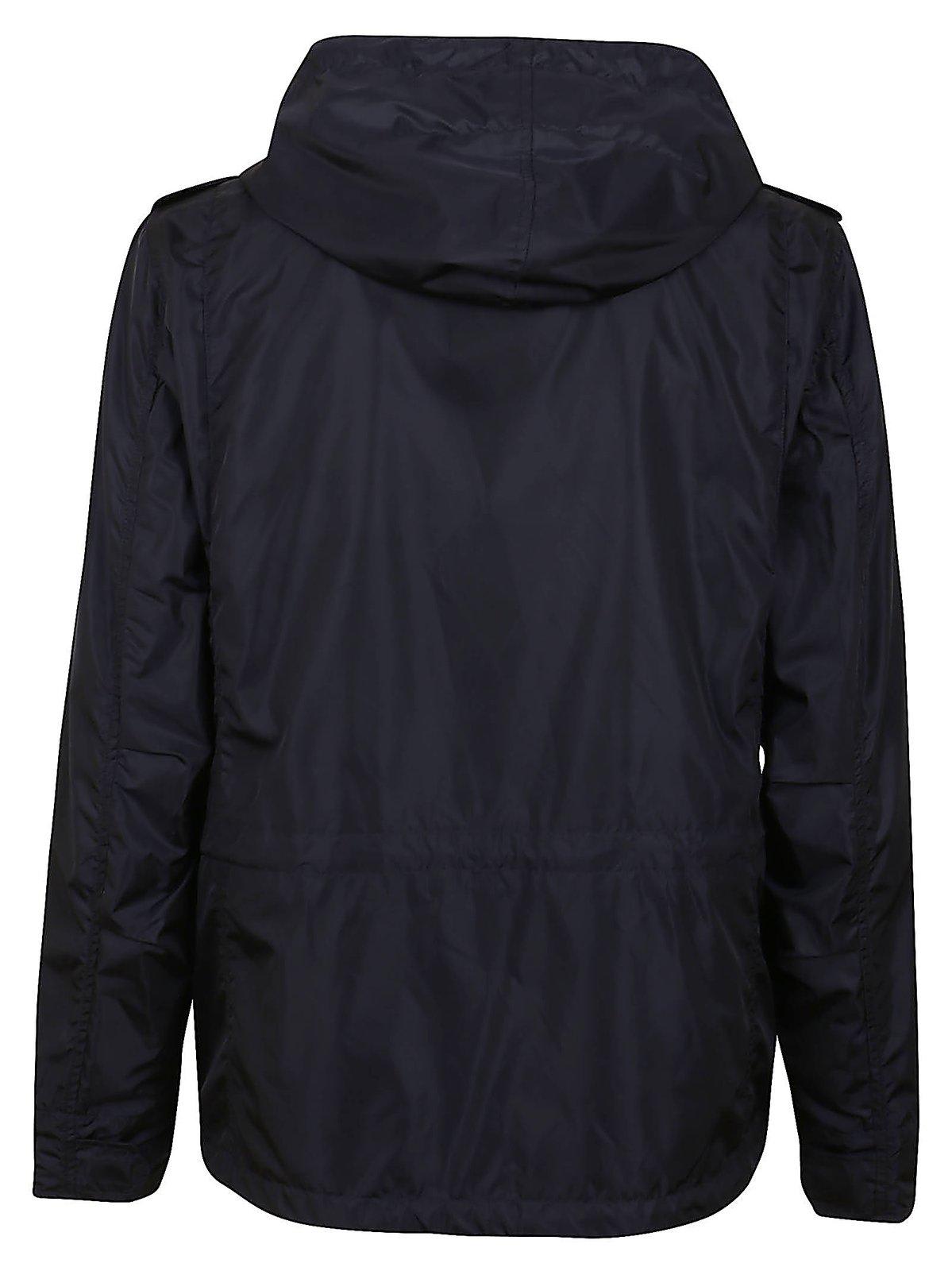 Shop Aspesi High-neck Hooded Windbreaker In Blue