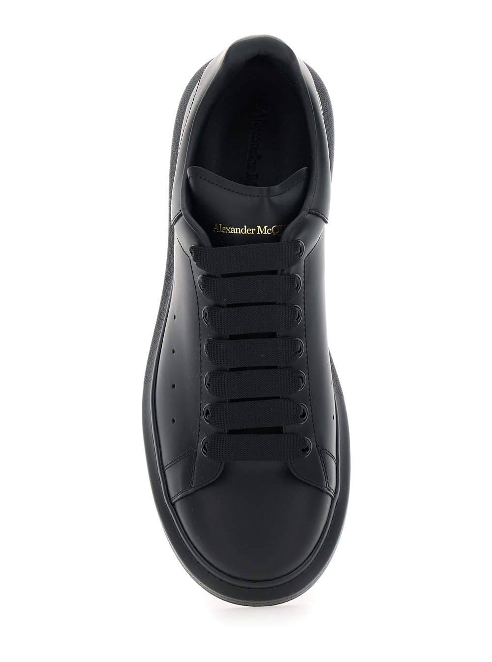 Alexander Mcqueen Men Black Oversize Sneakers With Logo Lettering On The Heel In Leather Man