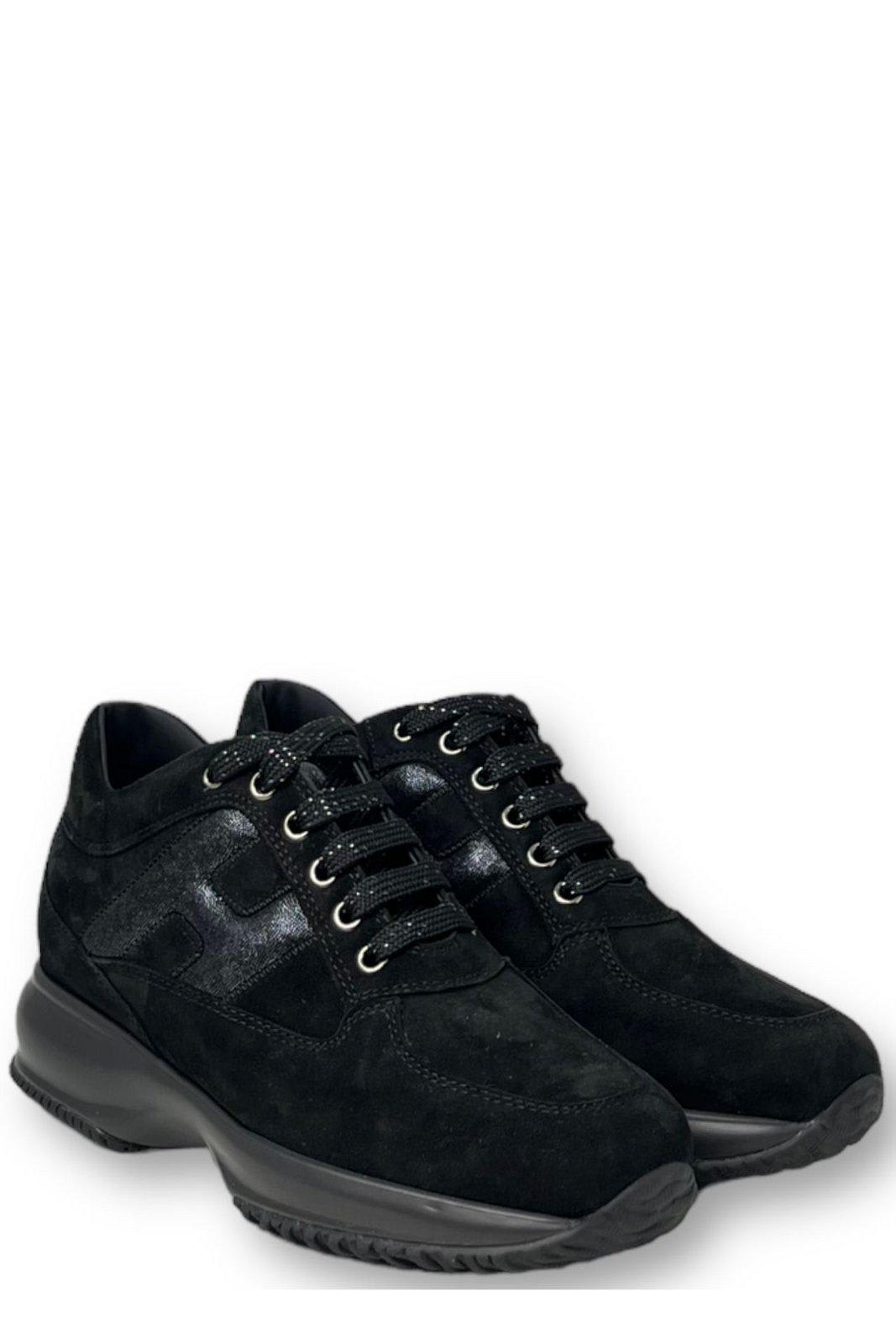 Shop Hogan Interactive Lace-up Sneakers In Nero