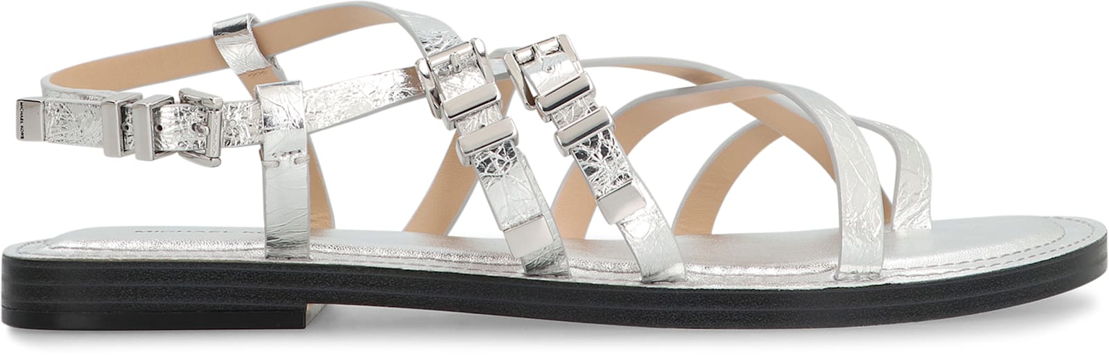 Shop Michael Kors Darrington Leather Sandals In Silver