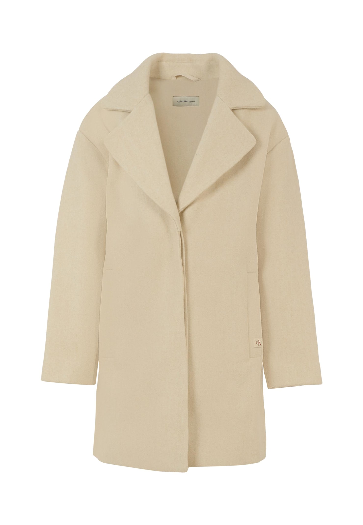 Calvin Klein Beige Coat For Girl With Logo In Neutral