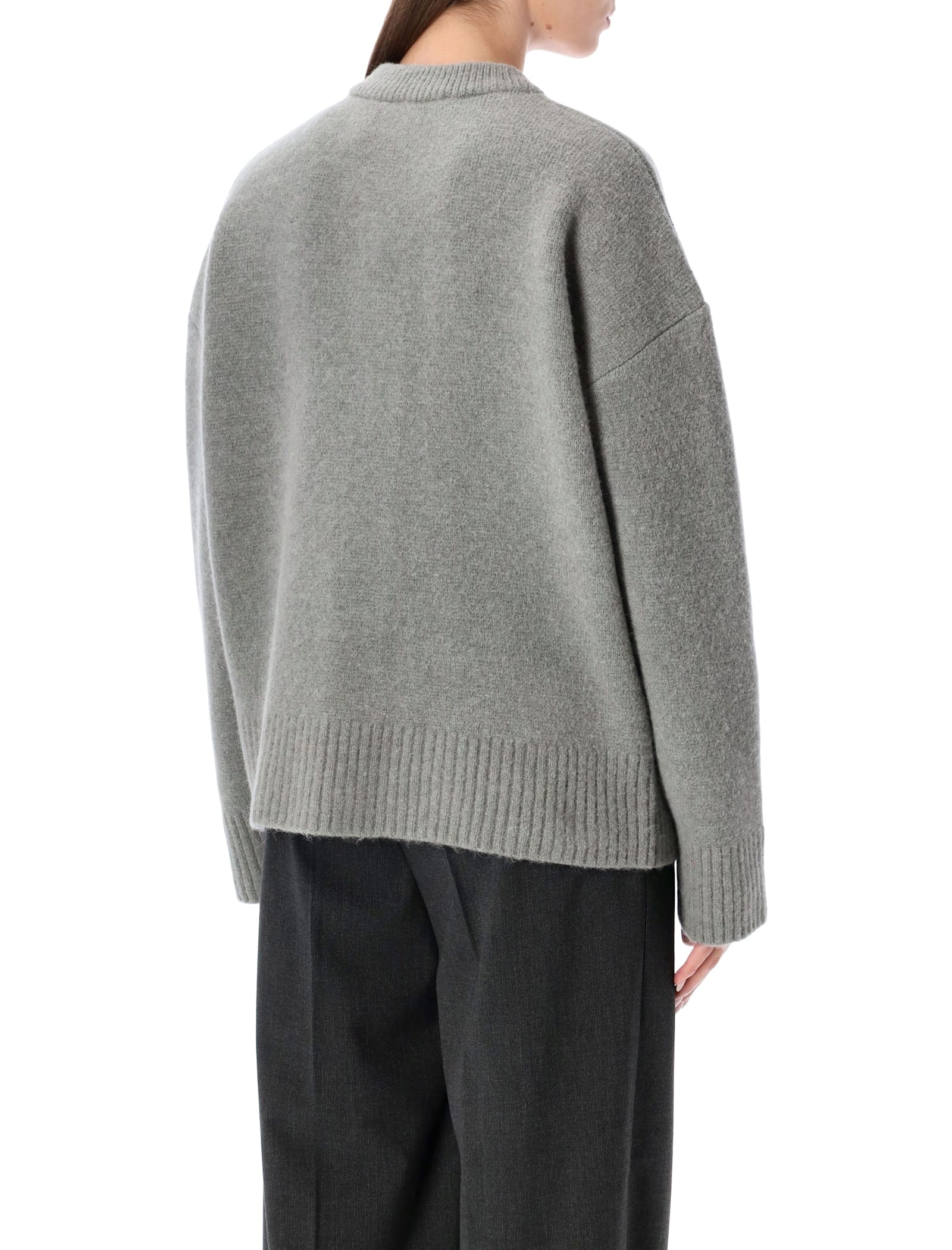 Ami Alexandre Mattiussi Ami Paris Alpaca Cardigan With Ami De C Ur Logo In Gray