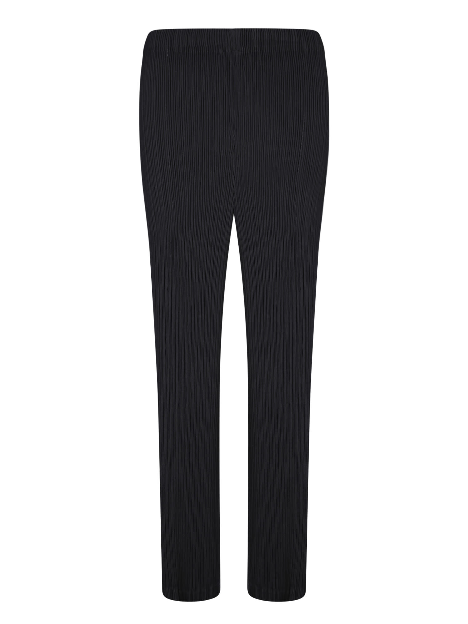 Pleated Black Straight Trousers