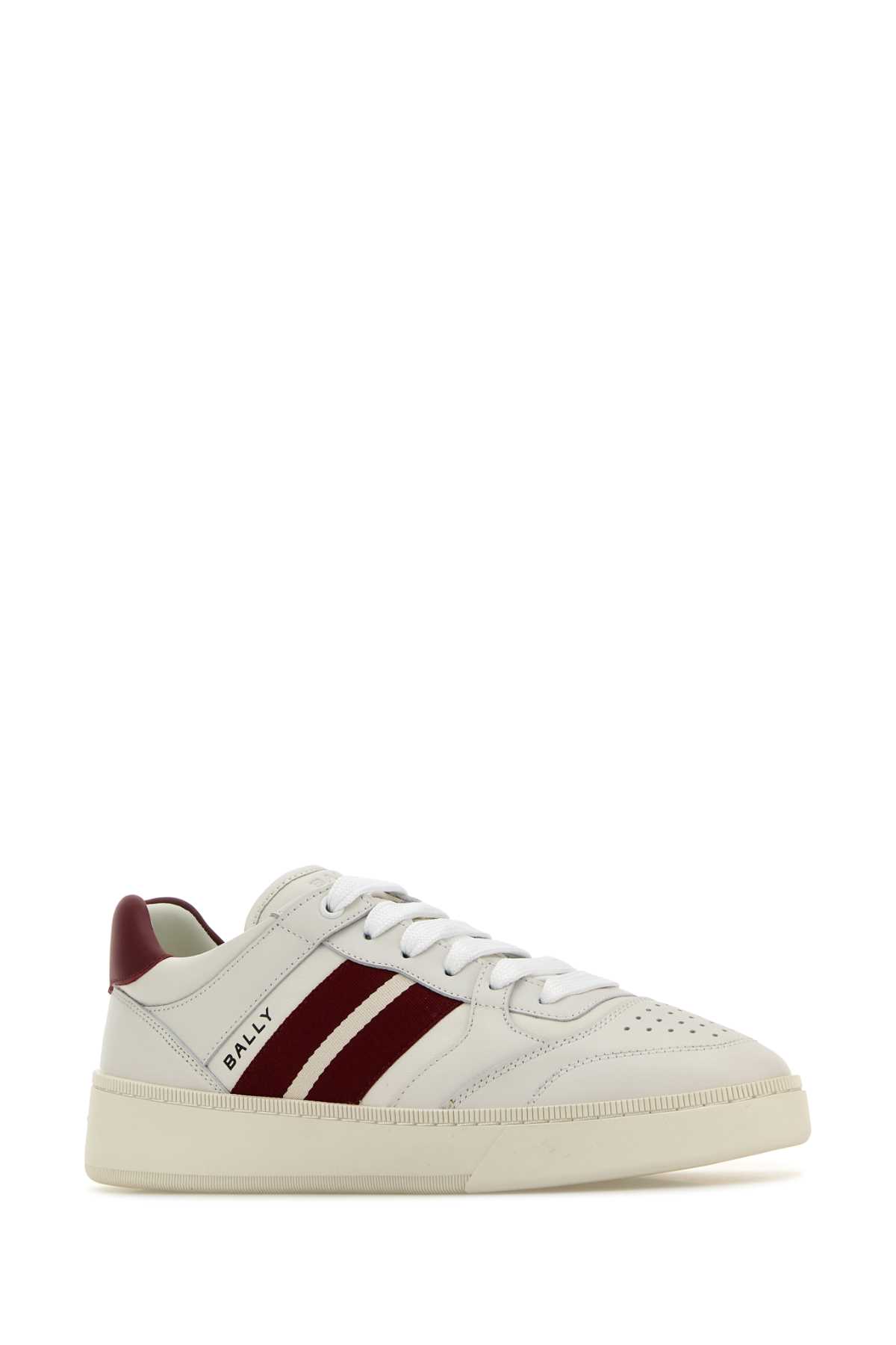 Shop Bally White Leather Rebby Sneakers In Whitered