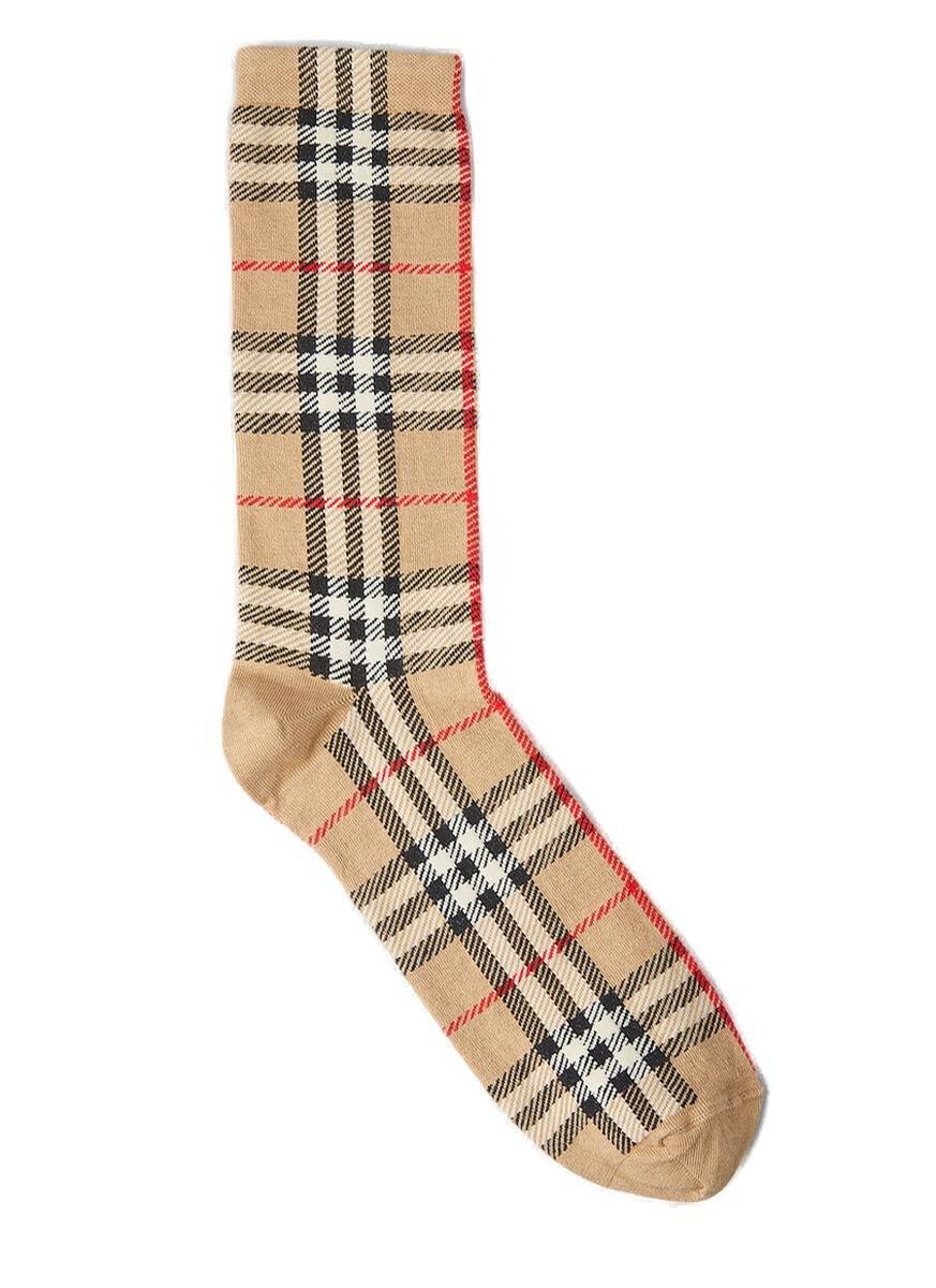 Vintage Check-pattern Stretched Socks
