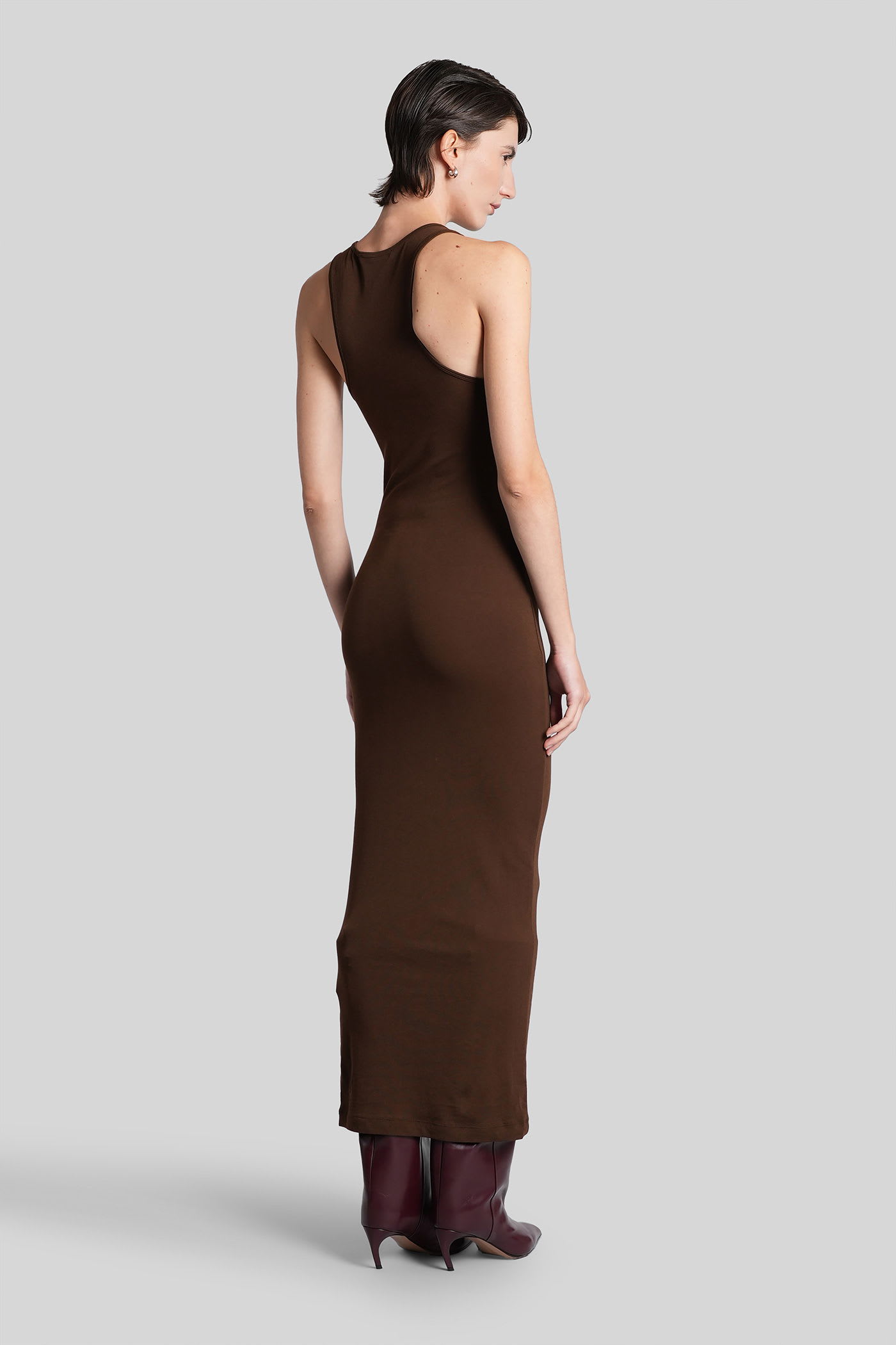 Entire Studios Long Dress In Brown Cotton In Brown