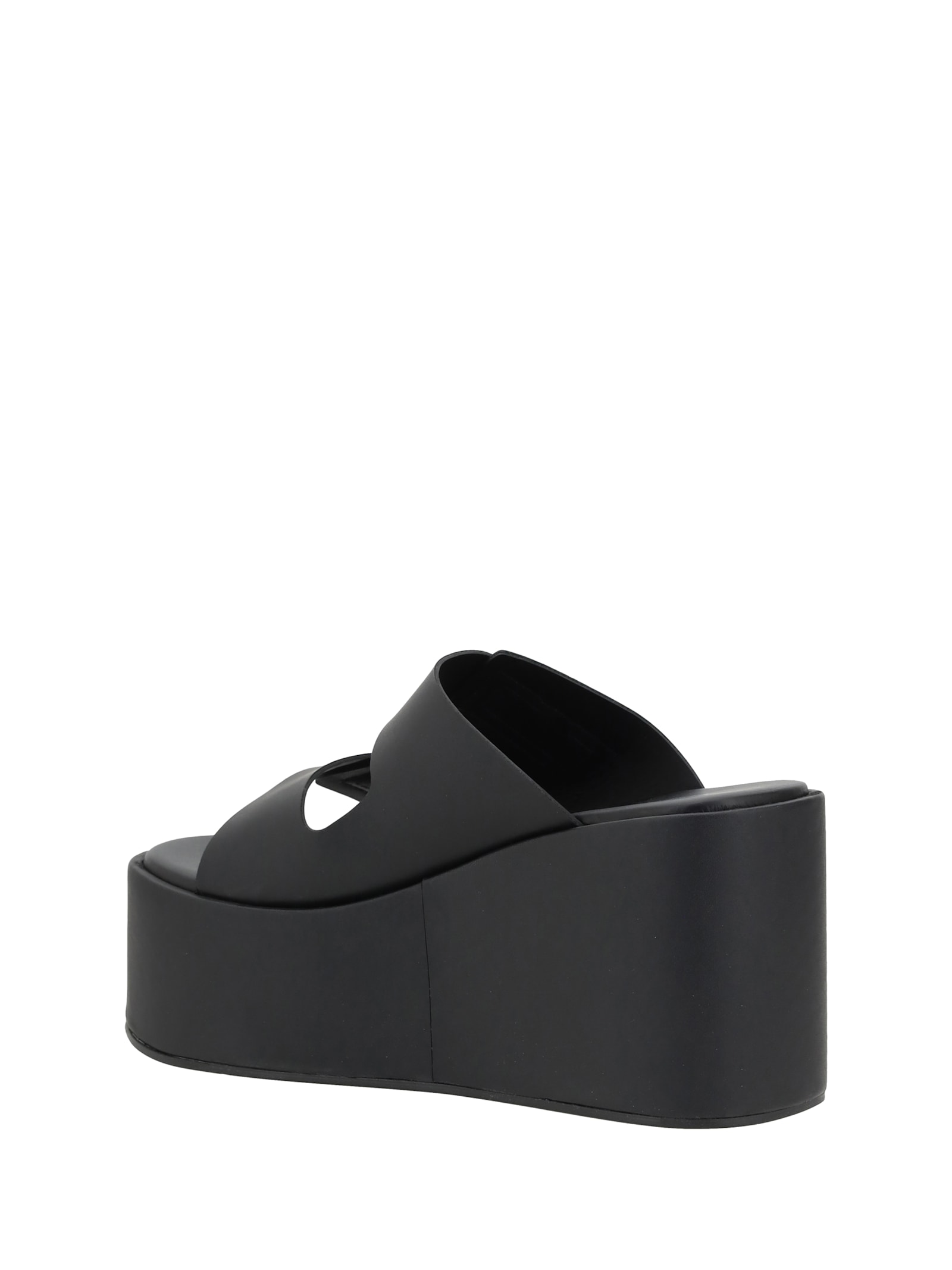 Coperni Black Wedges With Logo Patch On The Front And Touch-strap Closure In Leather Woman In Black