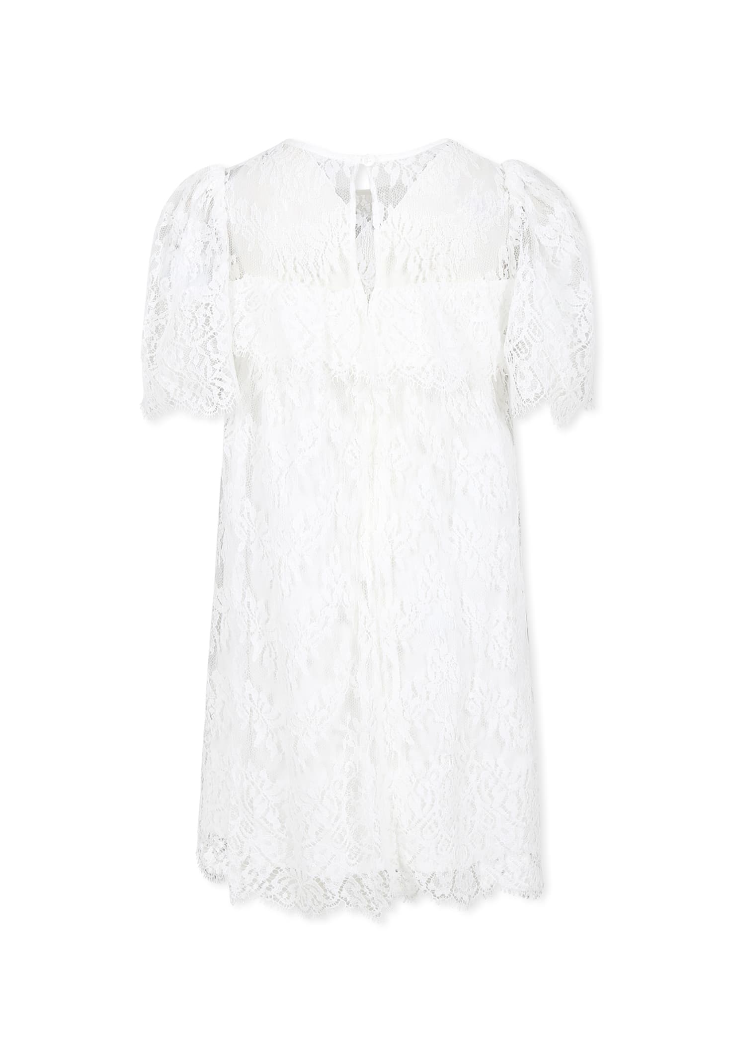Chloé White Dress For Girl With Lace In White
