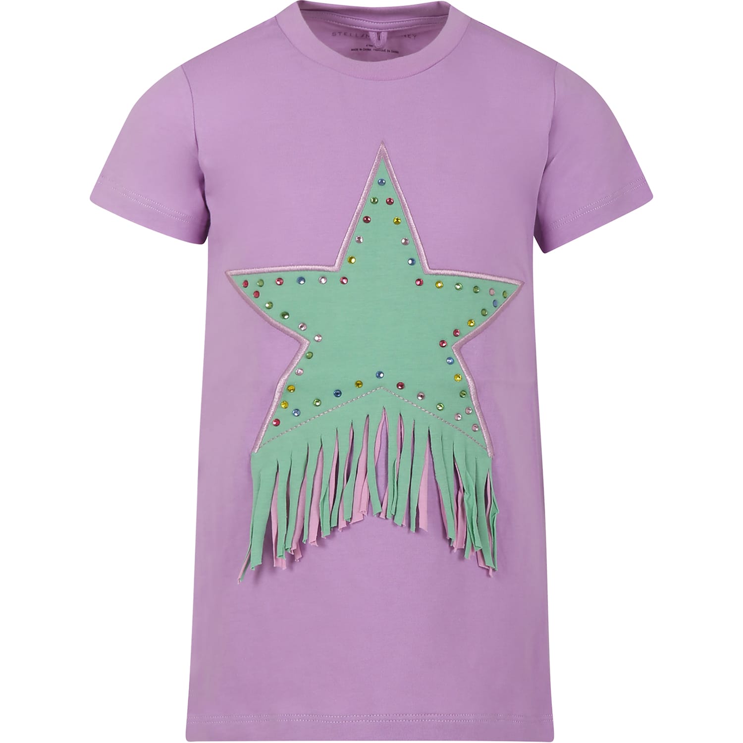 Stella Mccartney Kids' Purple Dress For Girl With Star In Violet