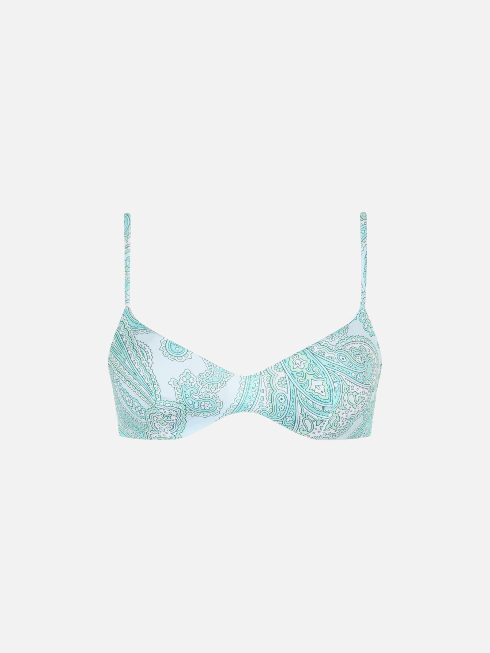 Mc2 Saint Barth Woman Paisley Scoop Bralette Beach Top May In Verde Acqua