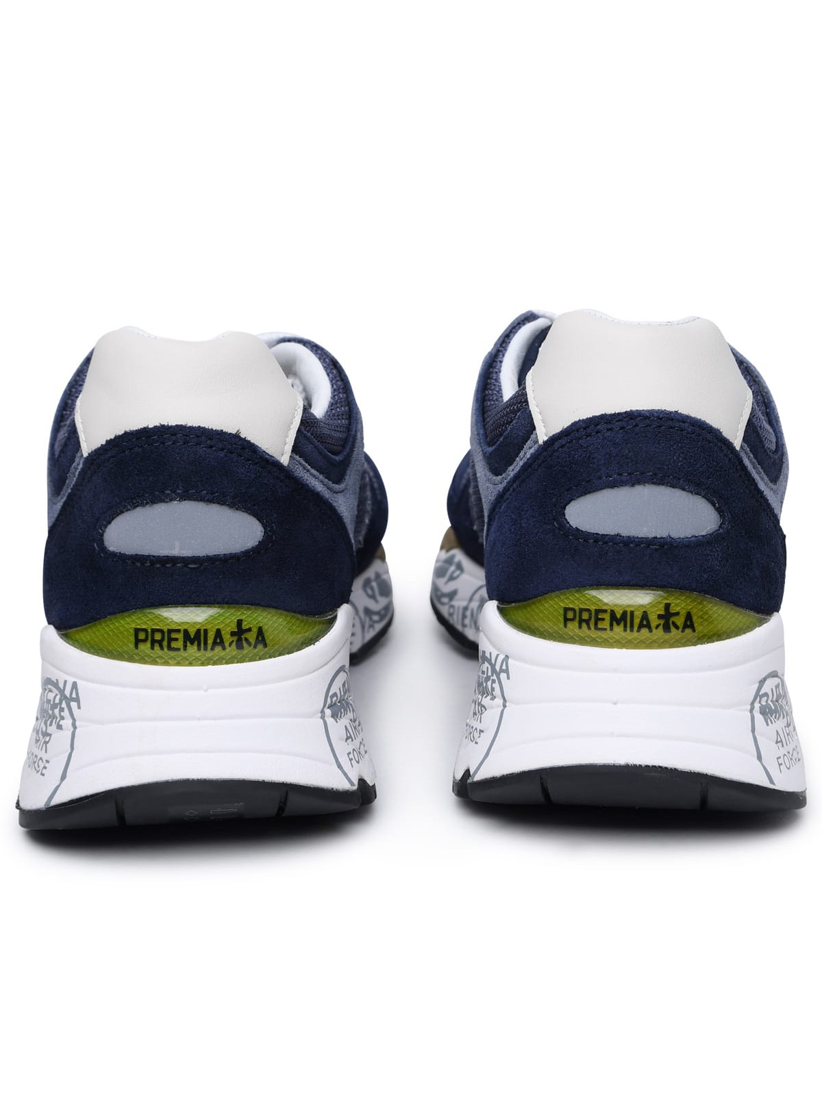 Shop Premiata Mase Blue Leather And Fabric Sneakers
