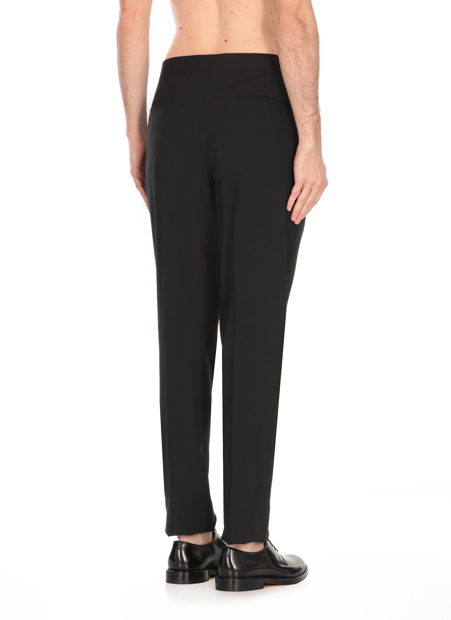 Lardini Tailored Black Virgin Wool Pants In Black