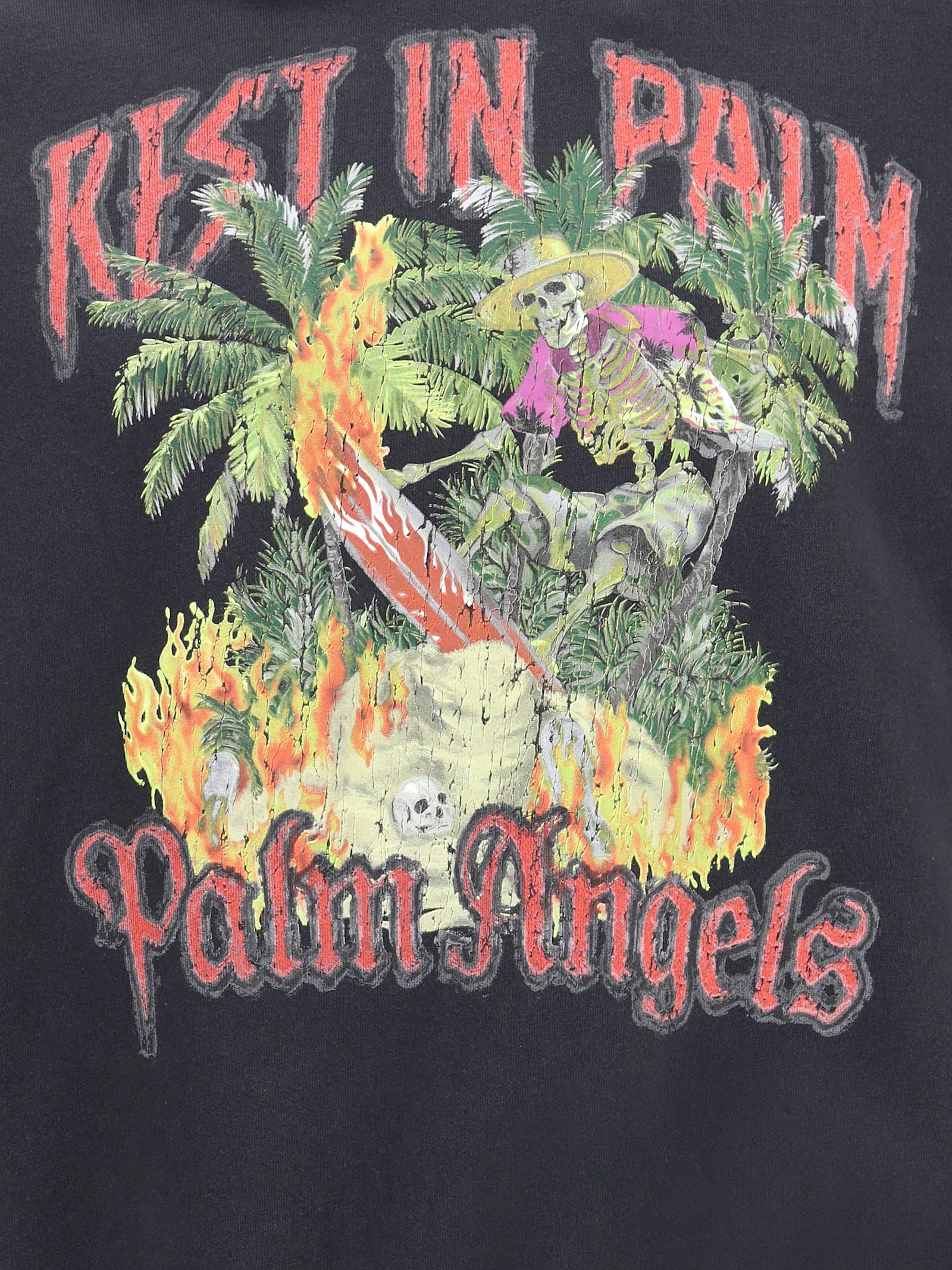 Palm Angels Rest In Palm Loose Hoodie In Black
