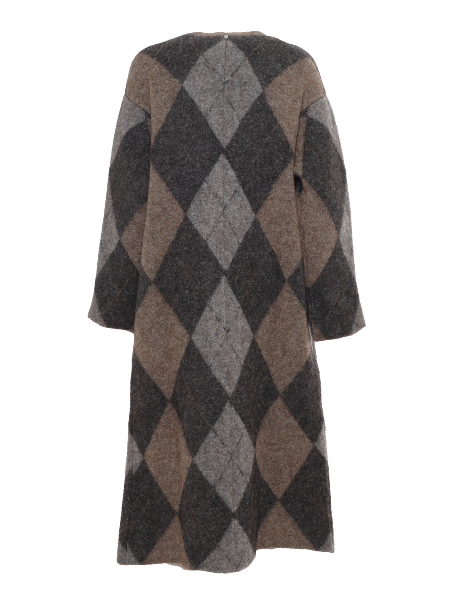 Shop Lorena Antoniazzi Knit Coat In Grey