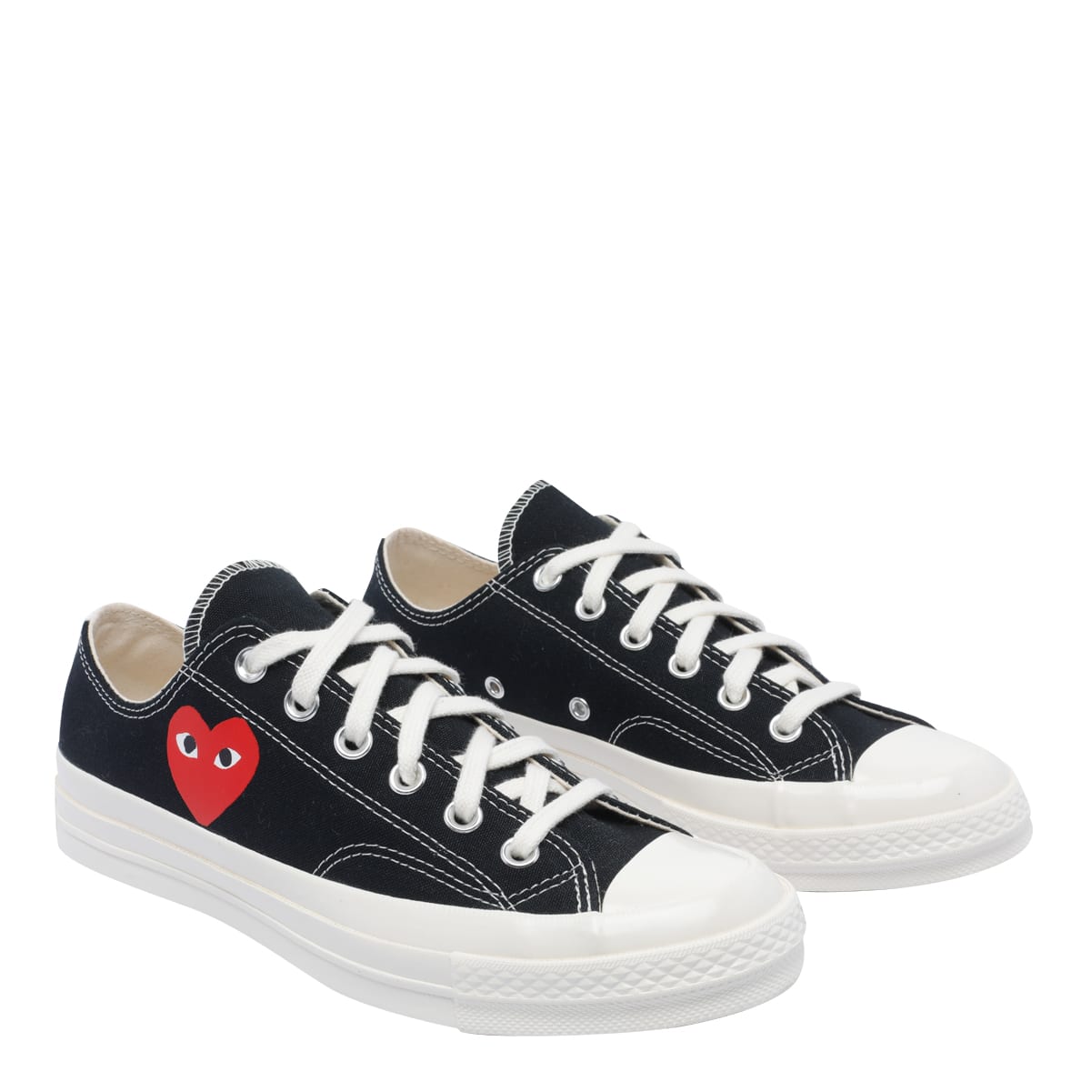 Comme Des Garçons Play Chuck Taylor Small Red Heart Sneakers In Black