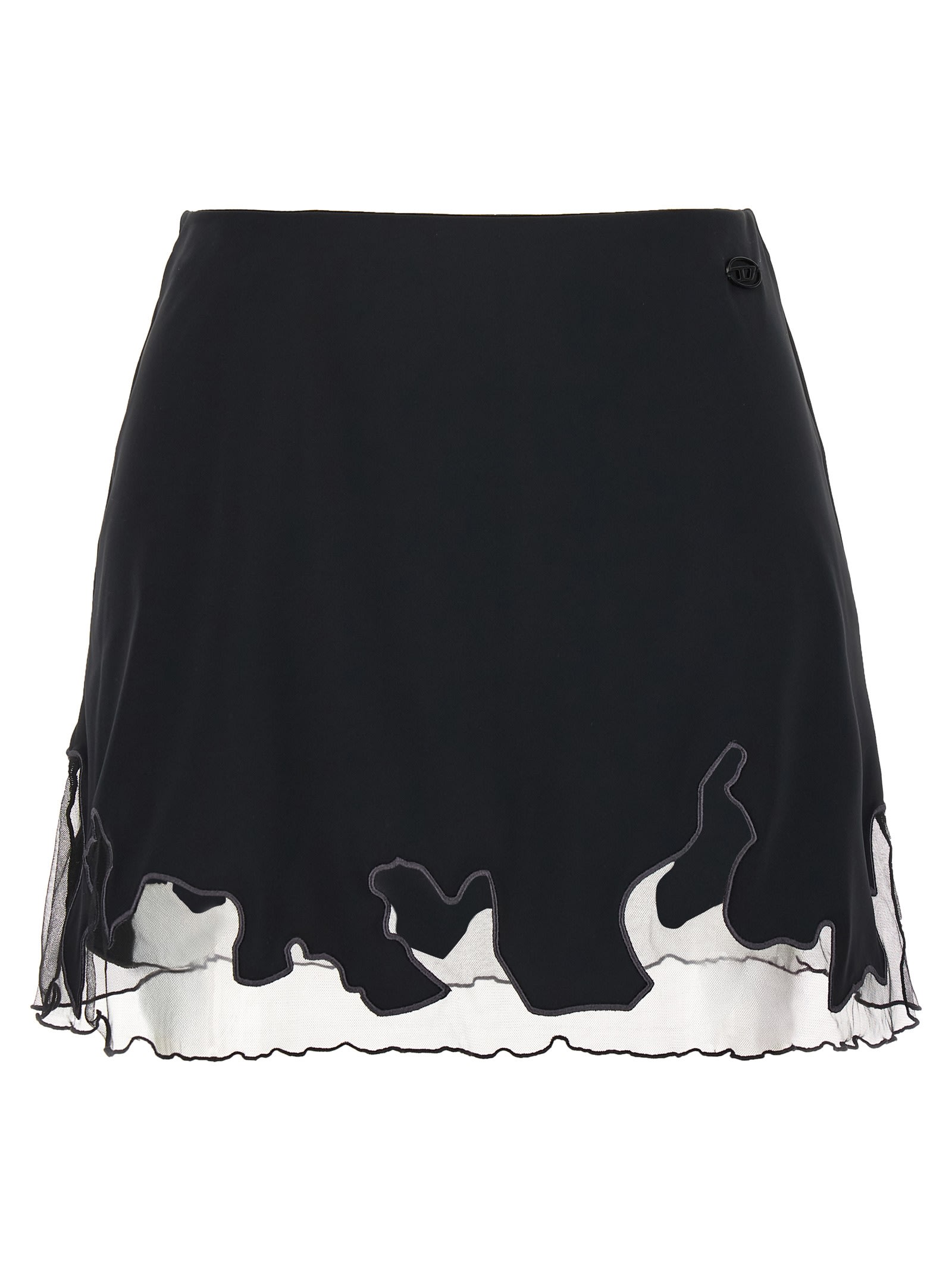 Diesel Nylon Mini Skirt With Tulle Insert In Black