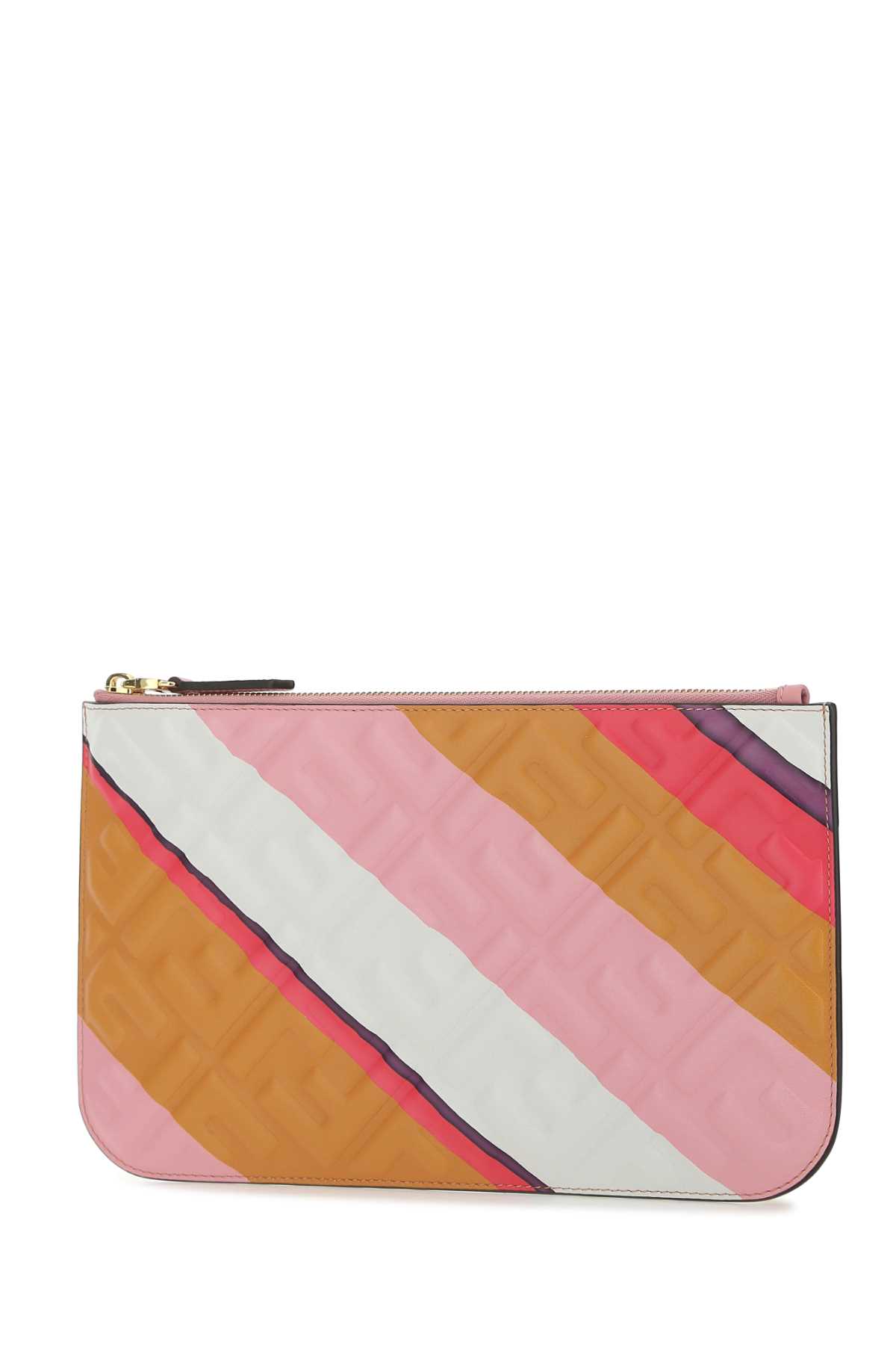 Shop Fendi Multicolor Leather Clutch In F0w52