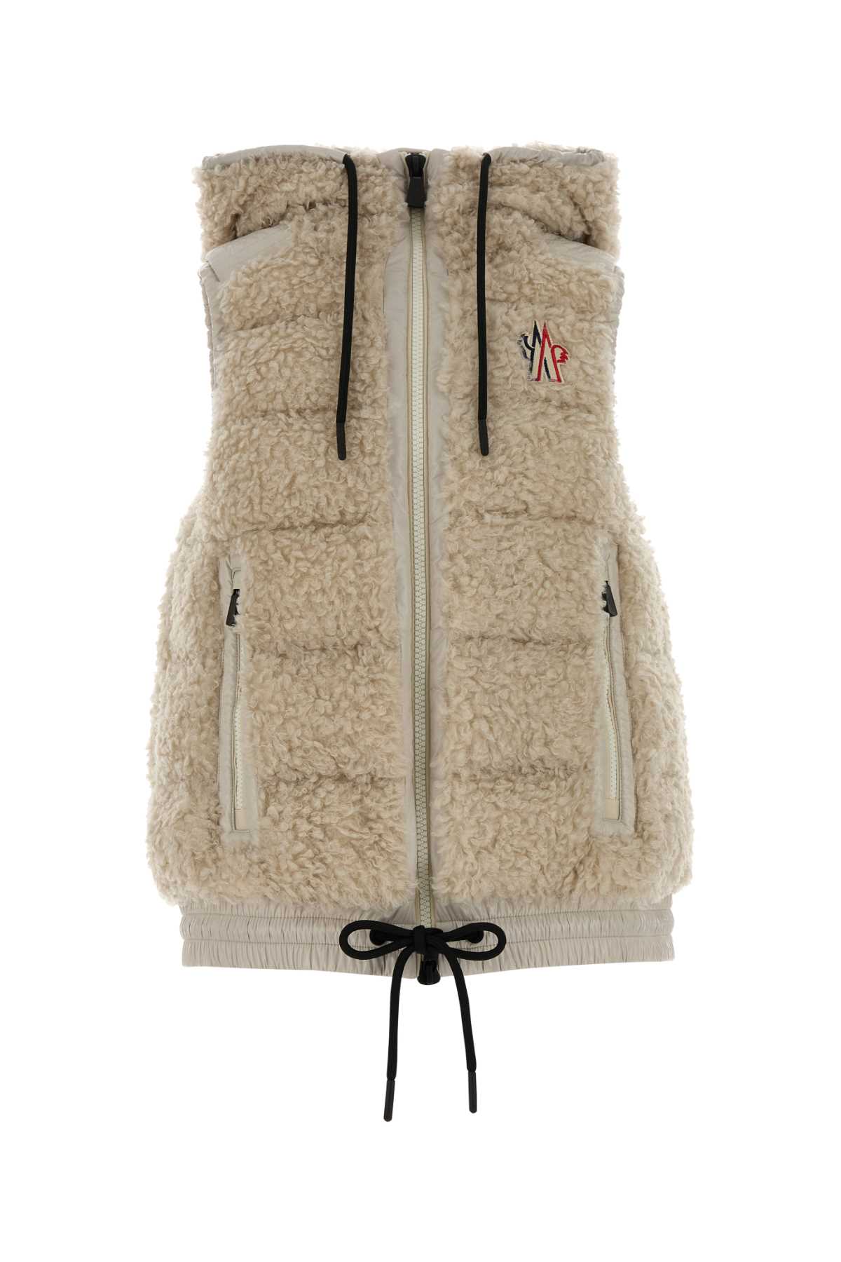 Moncler Ivory Teddy Fabric Sleeveless Down Jacket In Neutral