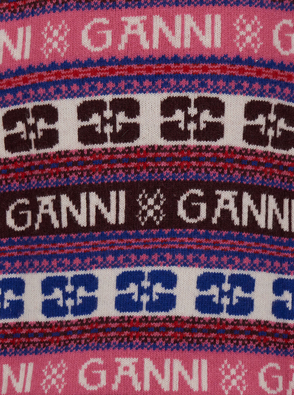 Shop Ganni Multicolor Knit Vest With Logo Motif In Wool Blend Woman