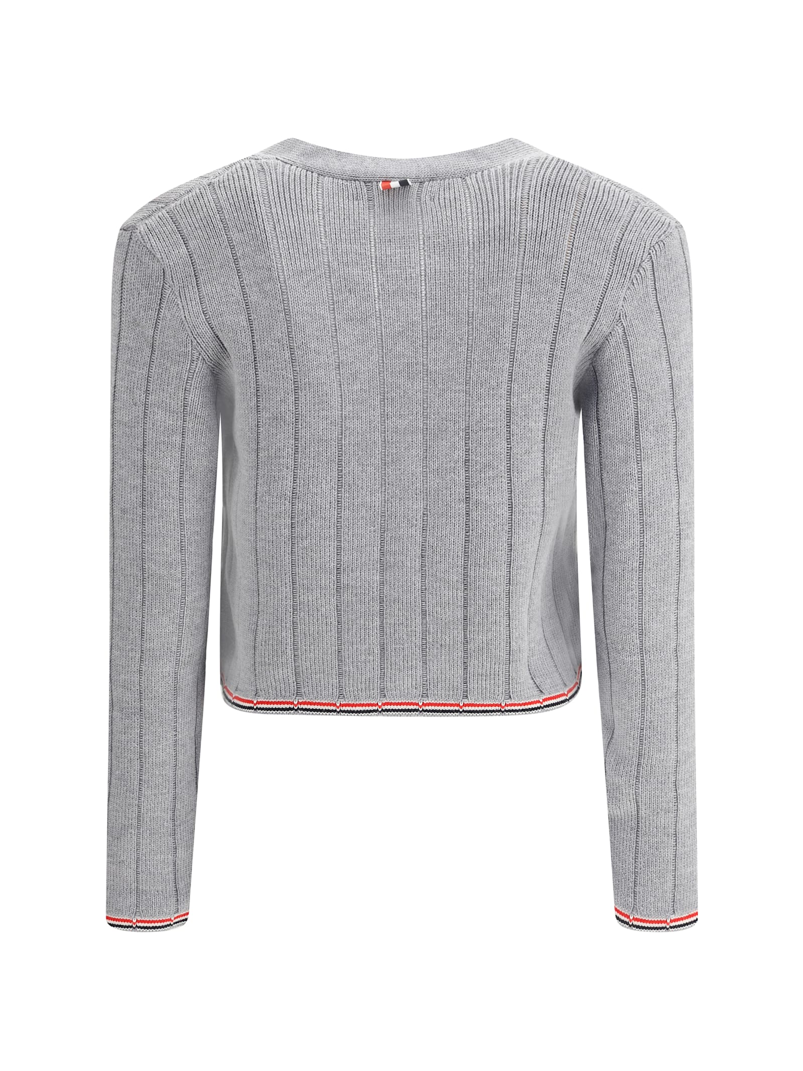 Thom Browne Ladder Full Needle Rib Stitch V Neck Car In Multi