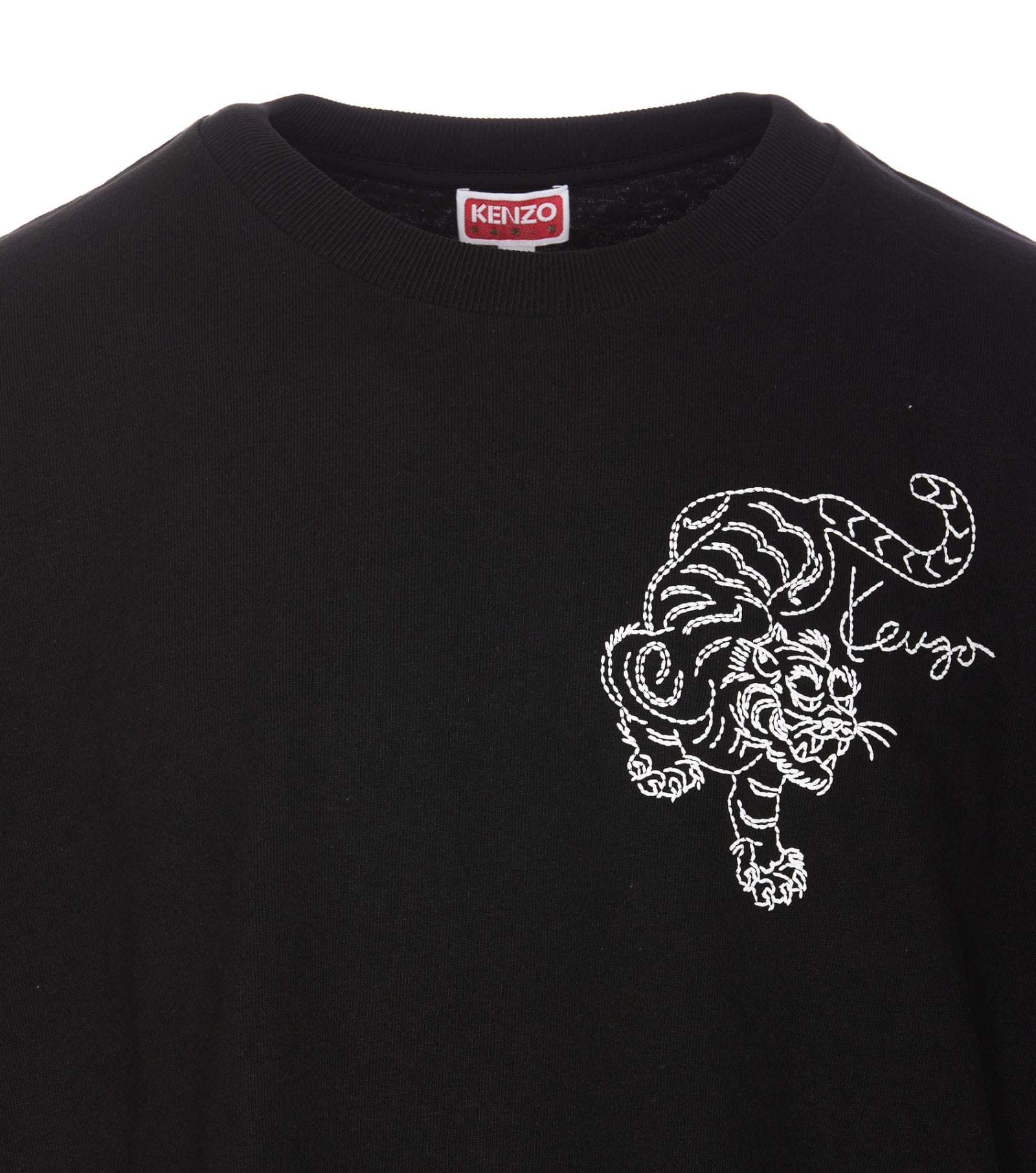 Shop Kenzo Tiger  Costellation Embroidered Oversize T-shirt In Black