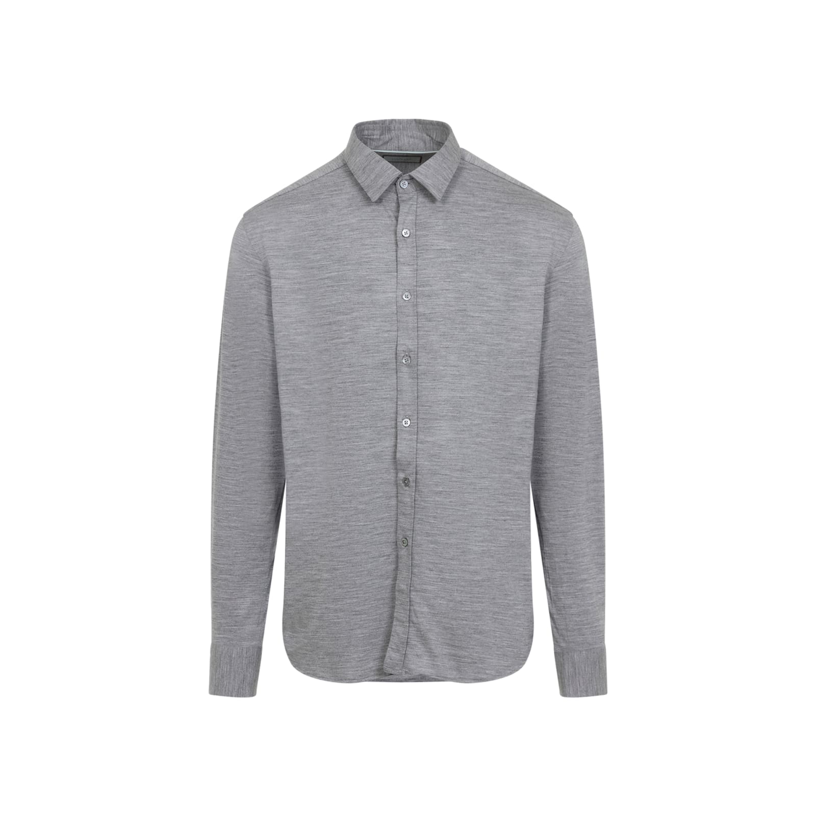 Canali Long-sleeved Wool Shirt In Gray