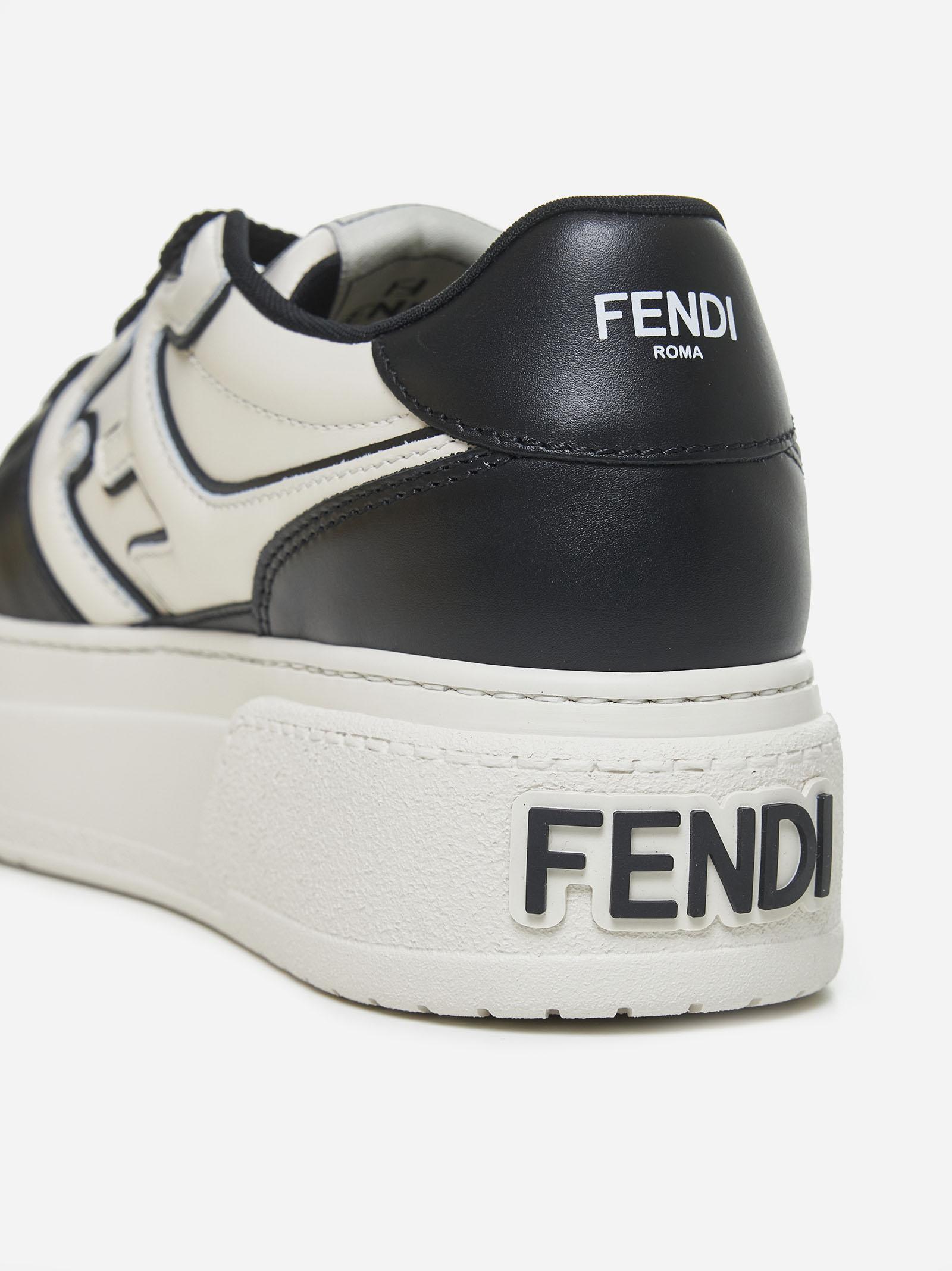 Shop Fendi Match Leather Platform Sneakers In Black