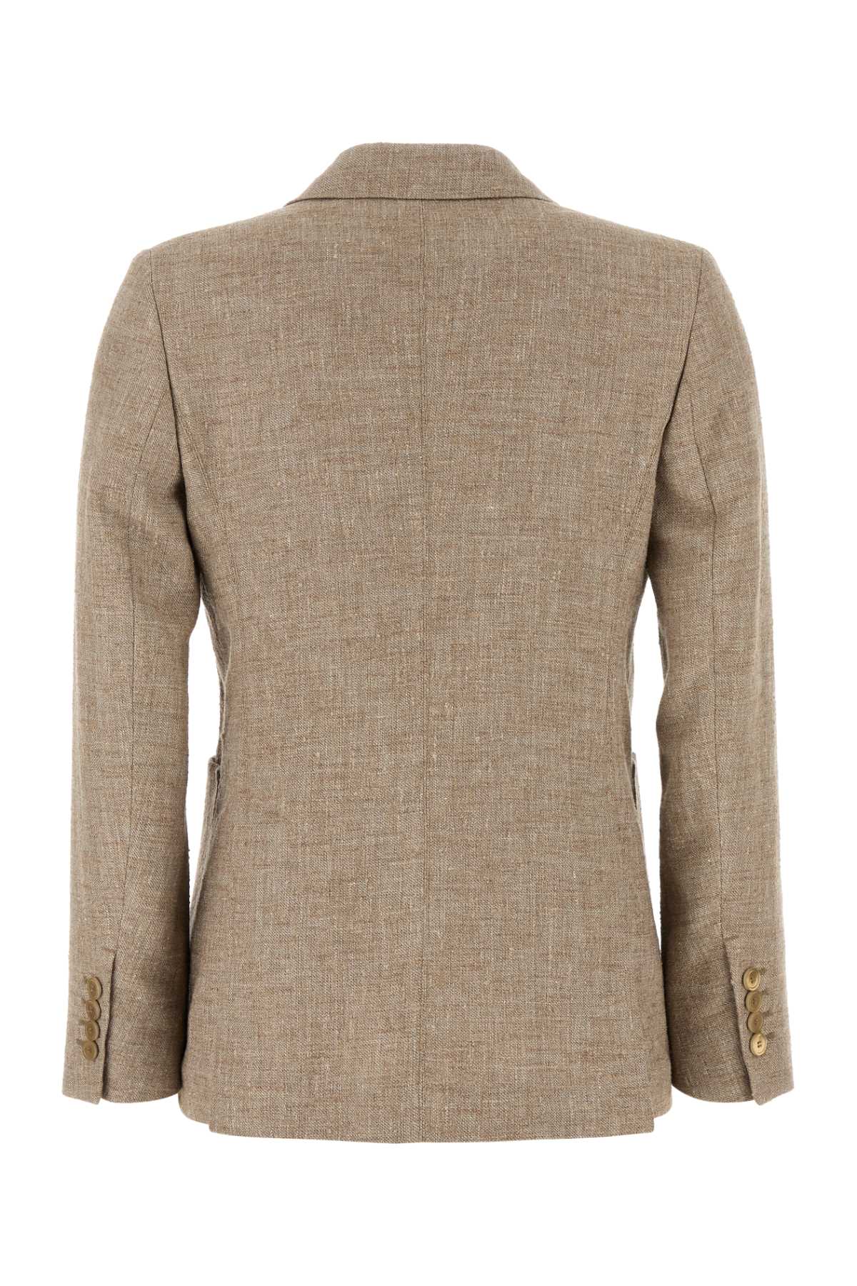 Max Mara Cappuccino Linen Blend Targa Blazer In Cammello