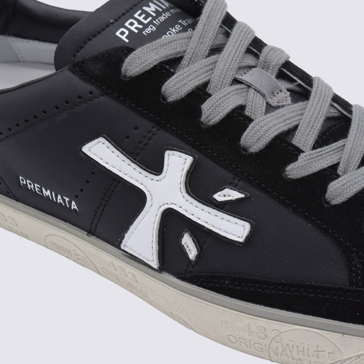 Premiata Black Leather Steven Sneakers In Black