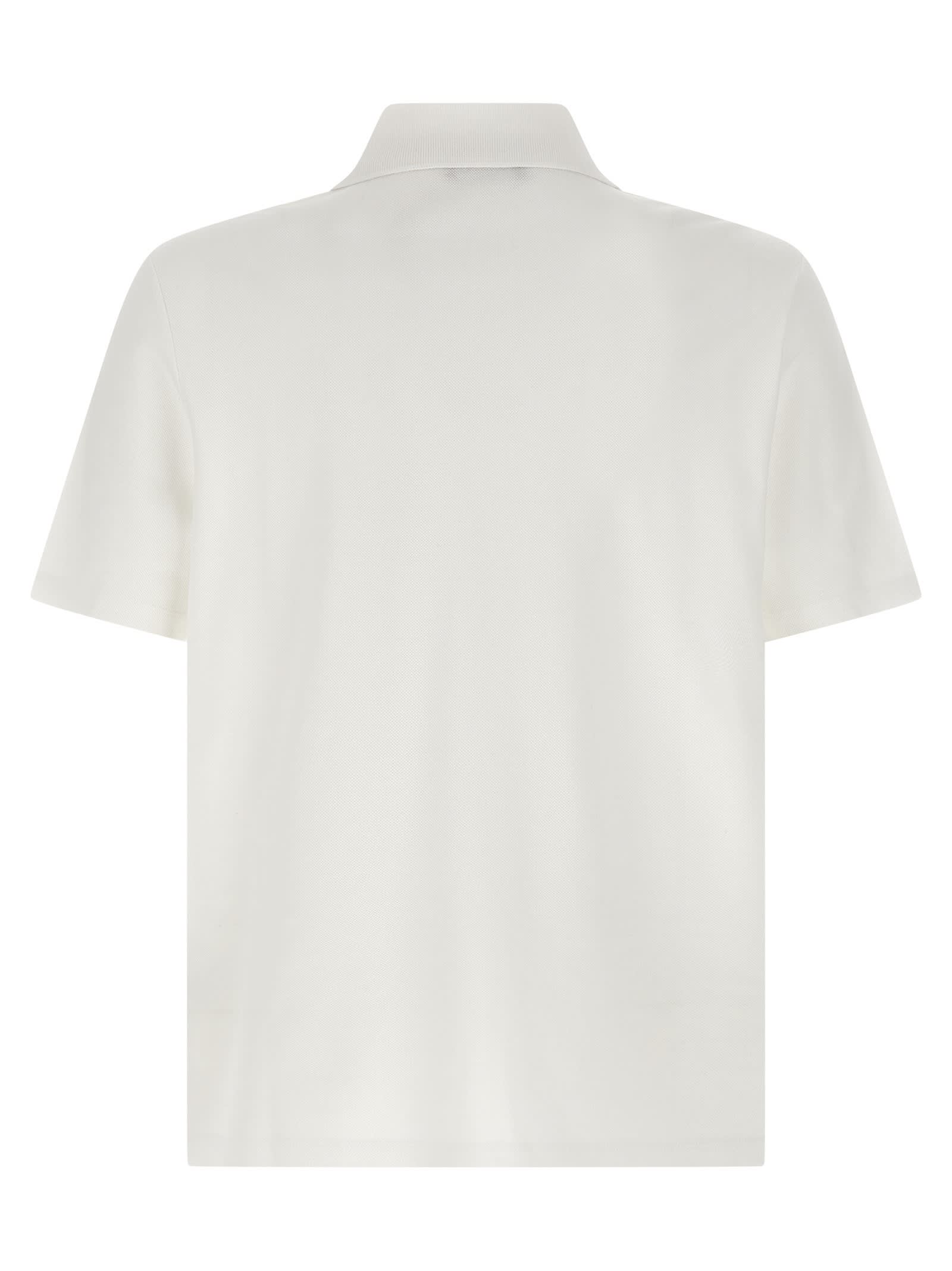 Balmain White Polo Shirt With Collar And Coin Print On The Front In Cotton Man In White/black