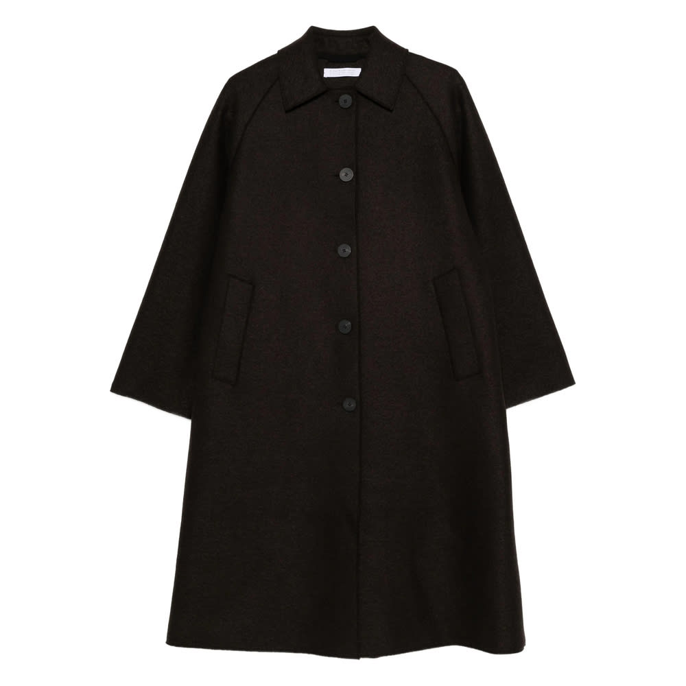Harris Wharf London Wool Coat With Raglan Sleeves And Pockets In Multi