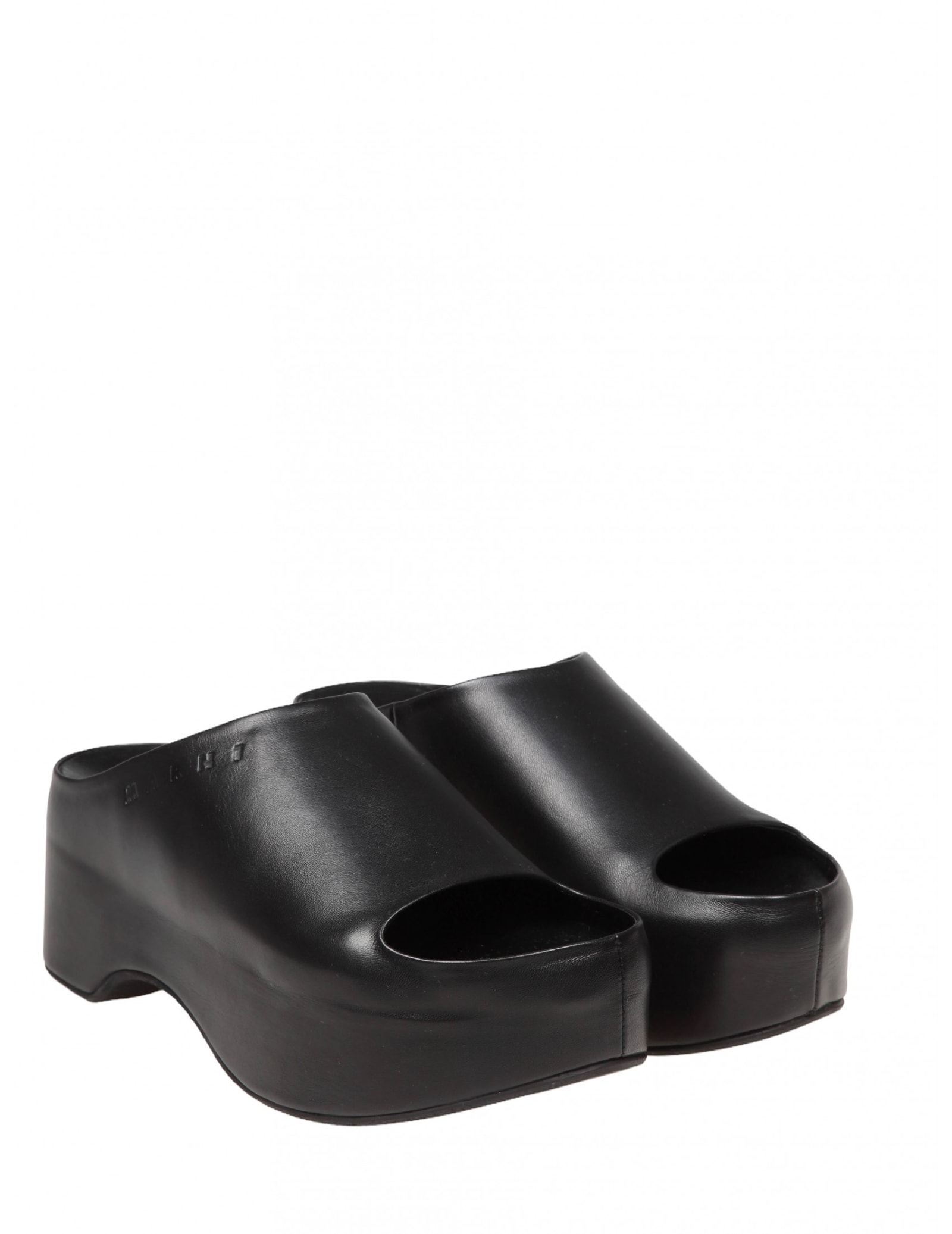 Shop Marni Slipper In Black Leather