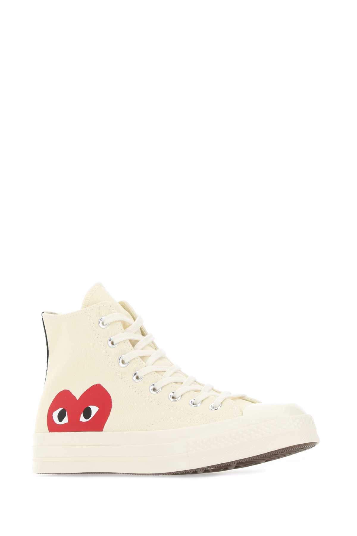 Comme Des Garçons Play Ivory Canvas Sneakers In White